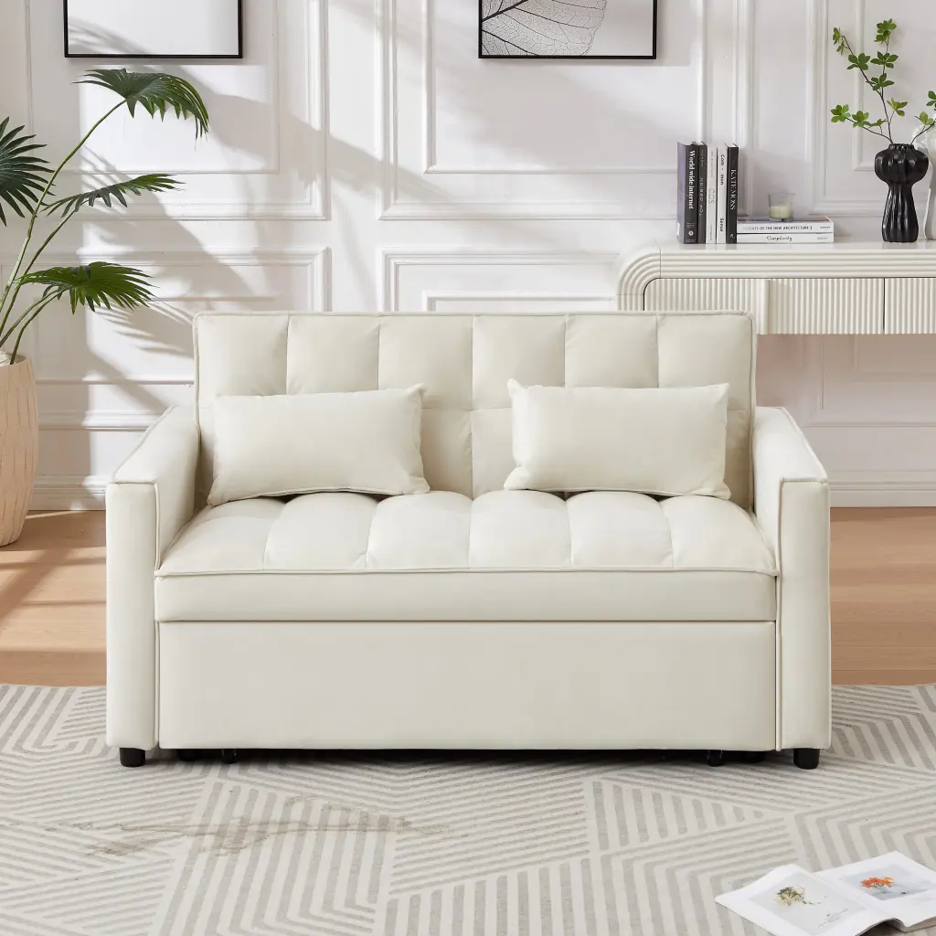 Modern Velvet Convertible Loveseat Sleeper Sofa Adjustable Back meiting furniture