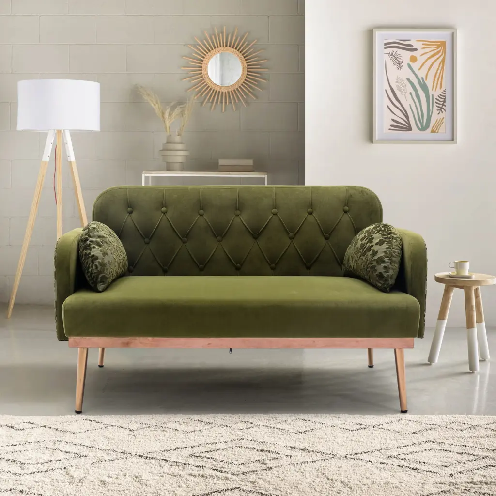 Coolmore Modern Velvet Loveseat Sofa Comfy Upholstered 2 Seater Sofa Living Room coolmore w-395
