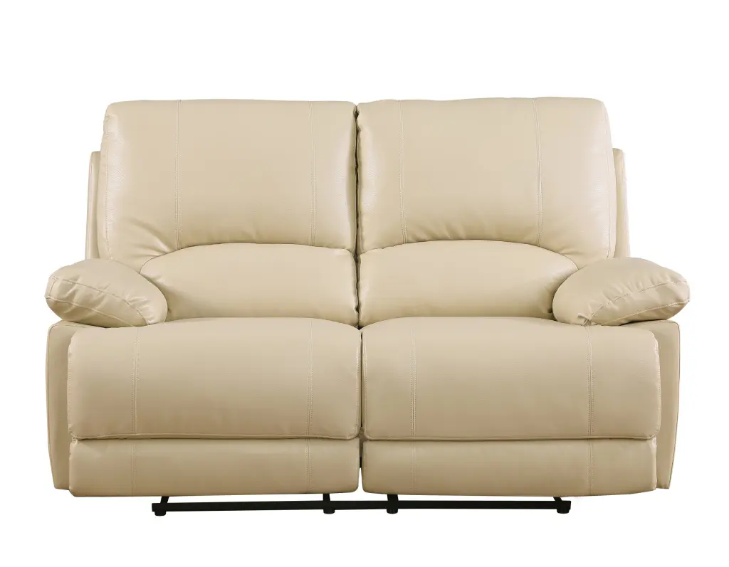 Leather Air Reclining Loveseat Beige Foam Leather Living Room Comfort global united