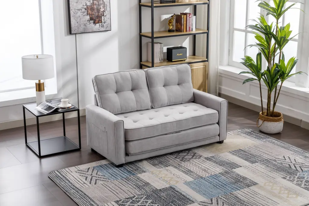 59.4 Inch Loveseat Sofa Pull Out Bed Modern Upholstered Couch Living Room oris fur.