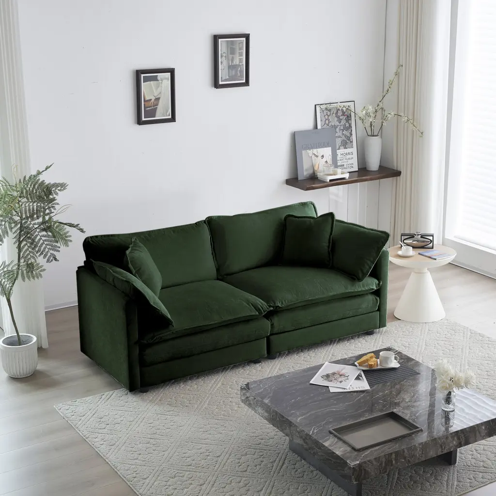 Modern Fabric Loveseat Sofa Couch Upholstered Living Room ui furniture