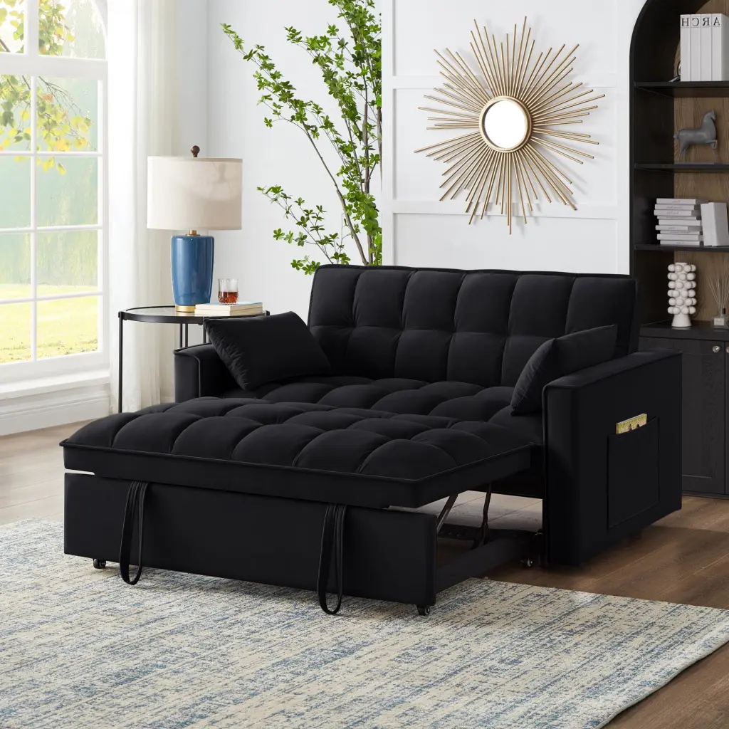 4 1 Loveseat Sofa Bed Armrests Storage Pockets Multi Functional wm home furniture