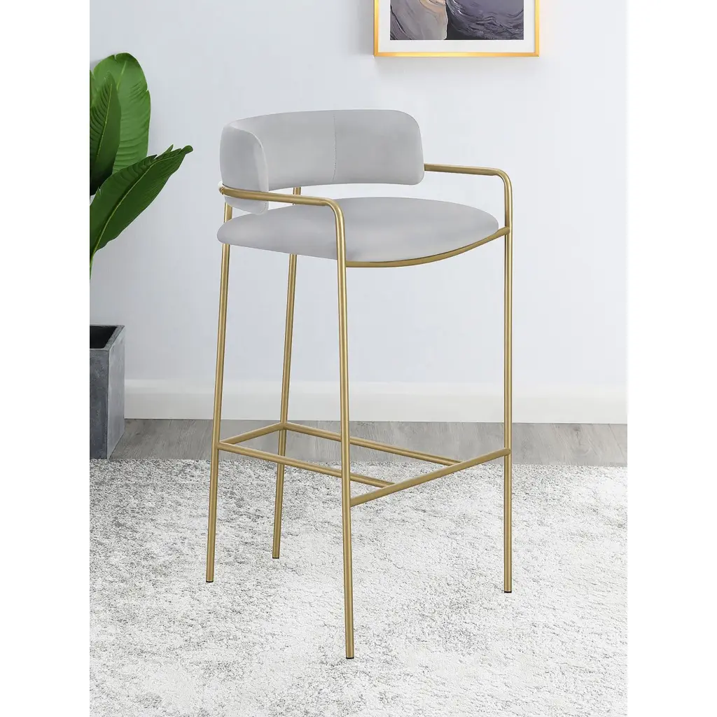 Grey and Gold Low Back Stool Dining Room Glam Style furniture max