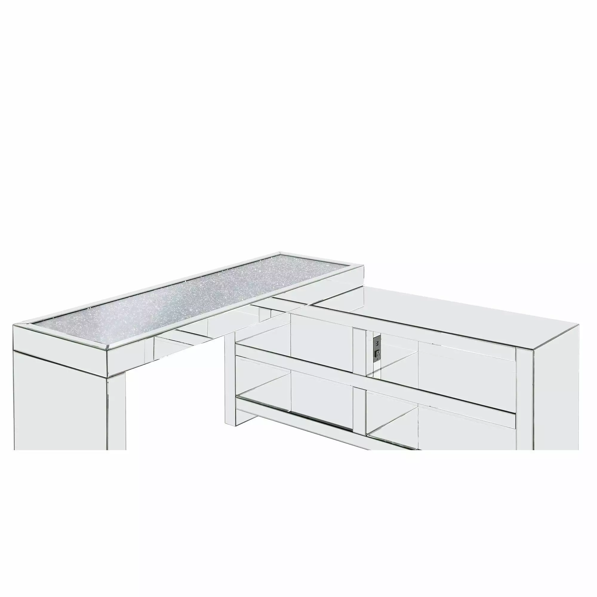 Modern Mirrored & Faux Diamonds Desk Acme Noralie 93118 - Glamorous Office Furniture