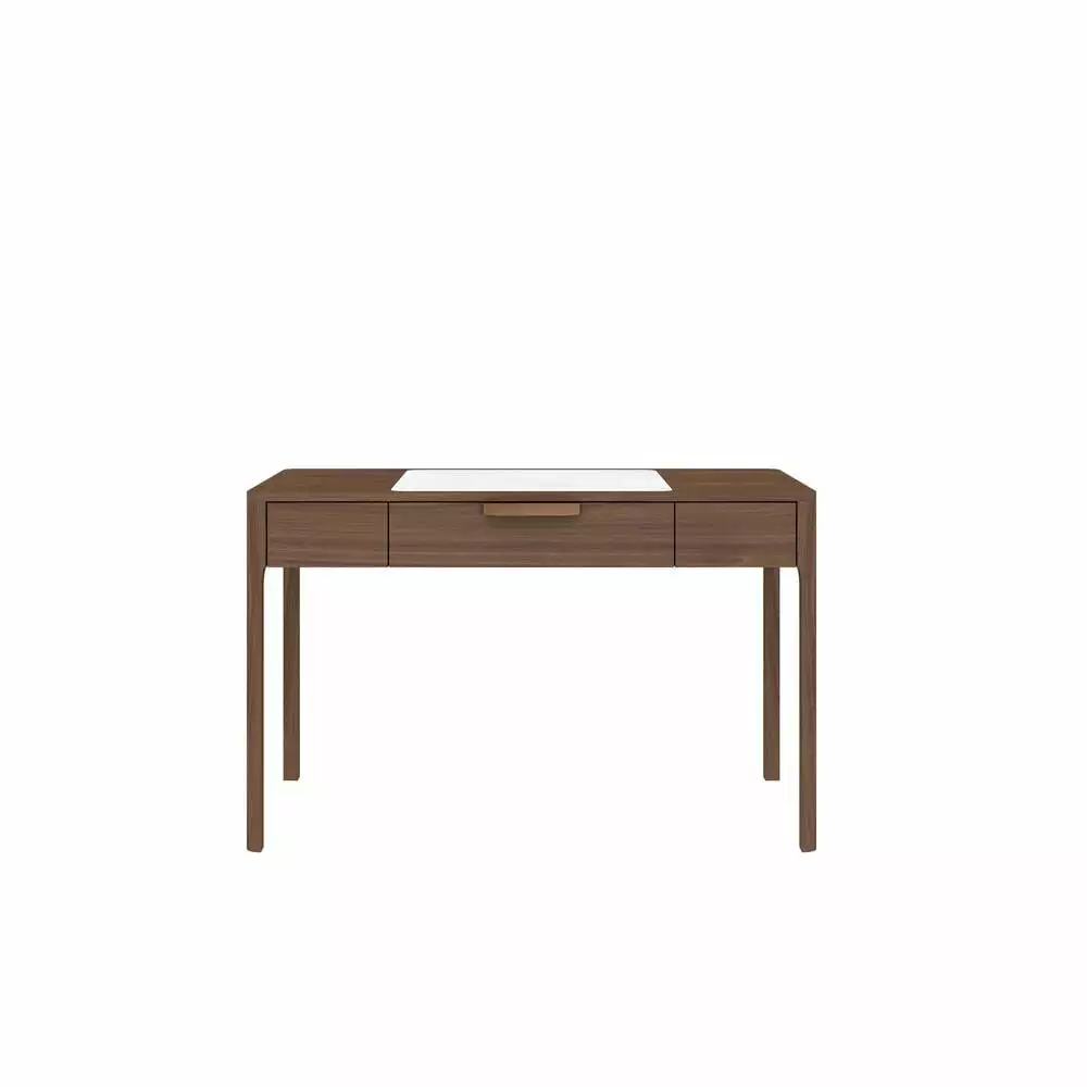 Creative Images International Wooden Office Desk Walnut Color Marble Top Luxury