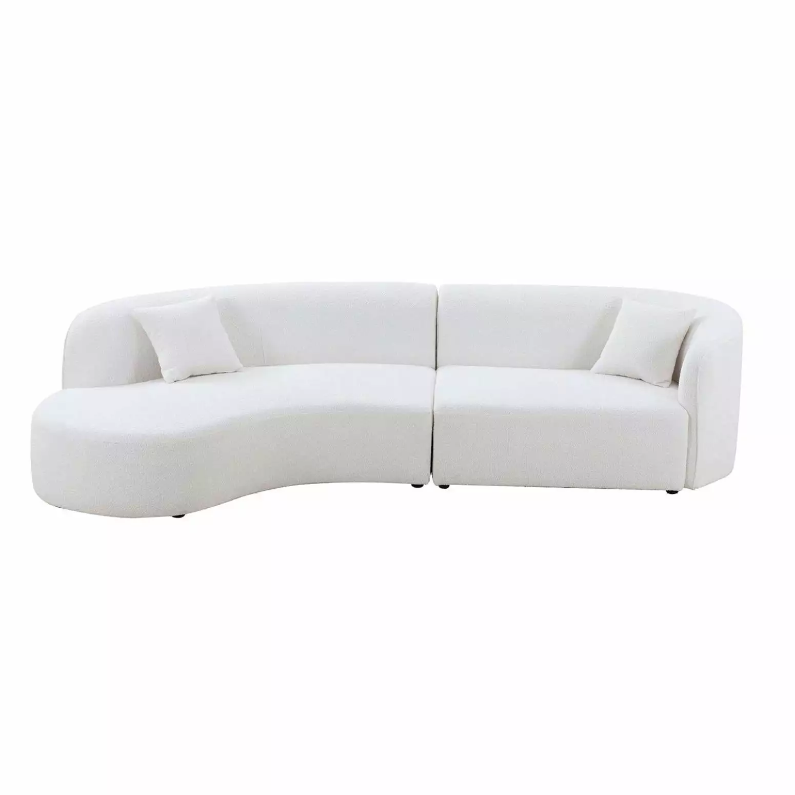 Luxury Modern Beige Curved Sectional Sofa Chaise and 4 Throw Pillows Ponnky
