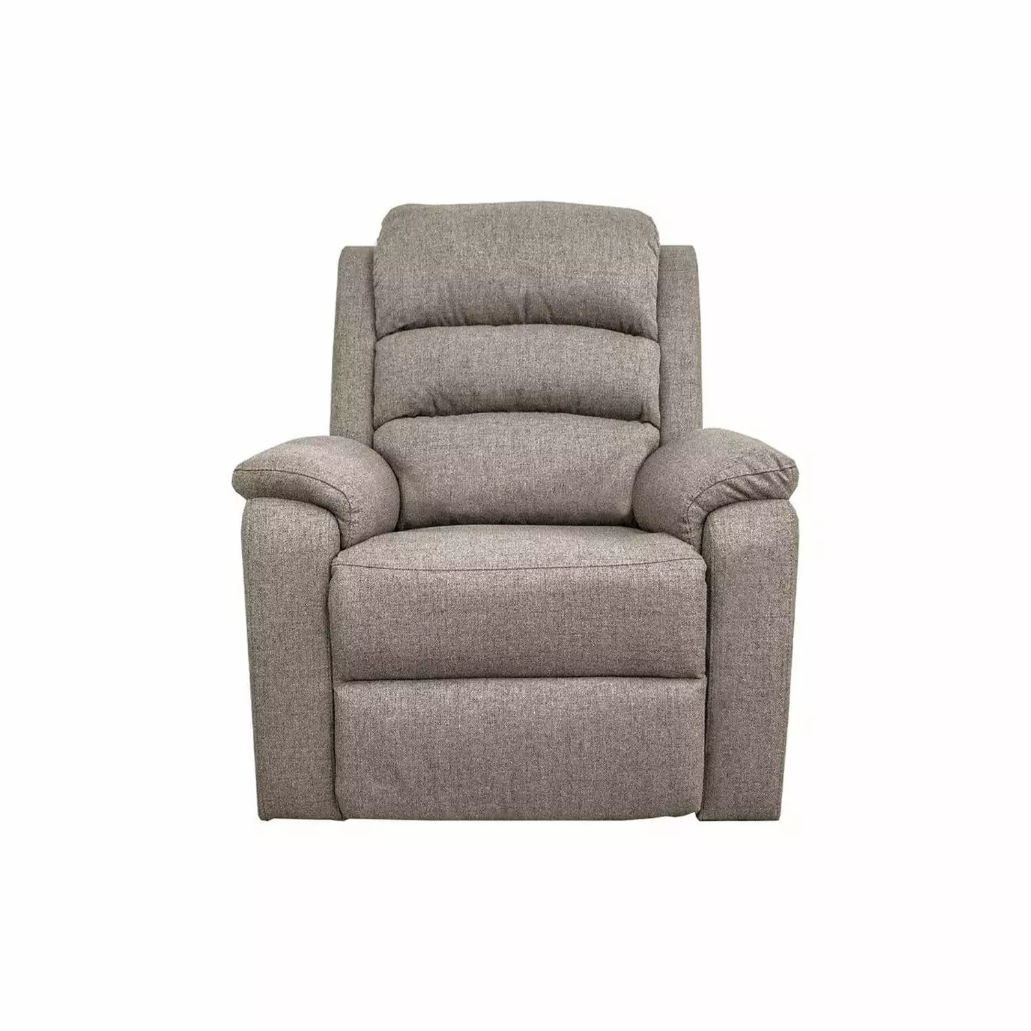 Benjara Fery 36 Inch Manual Recliner Chair Brown Burlap Cushioned Seat Wood Frame
