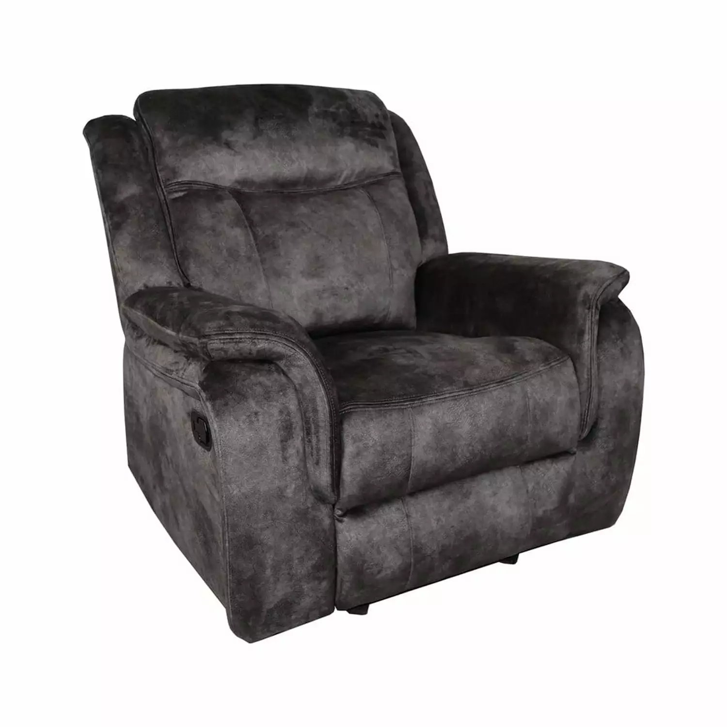 Benjara 39 . Harbor Manual Pocket Coils Faux Suede Velvet Recliner Chair Gray - Compact Comfort
