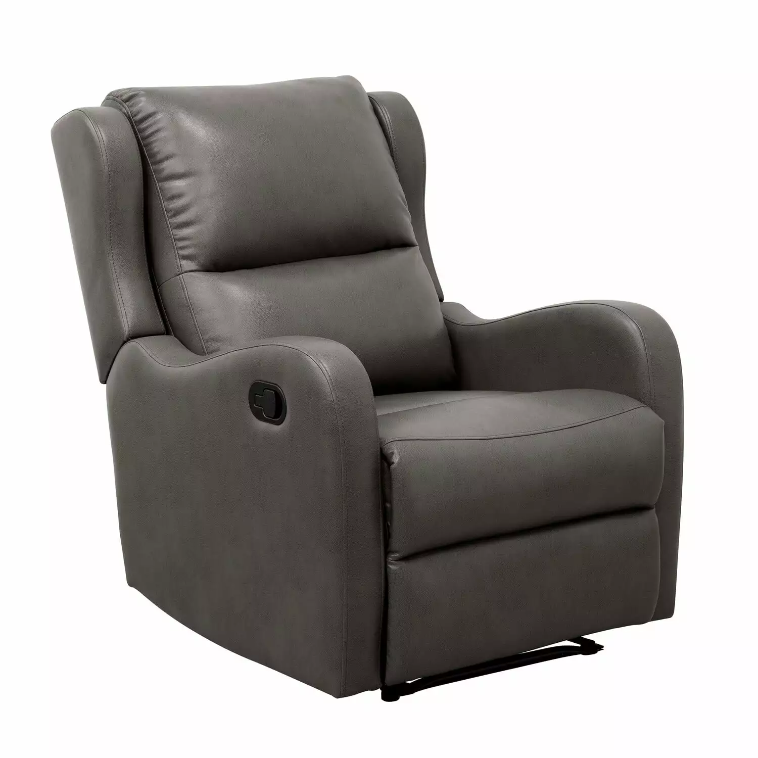 Benjara Kim 38 Inch Manual Recliner Chair, Gray Faux Leather, Solid Wood Frame