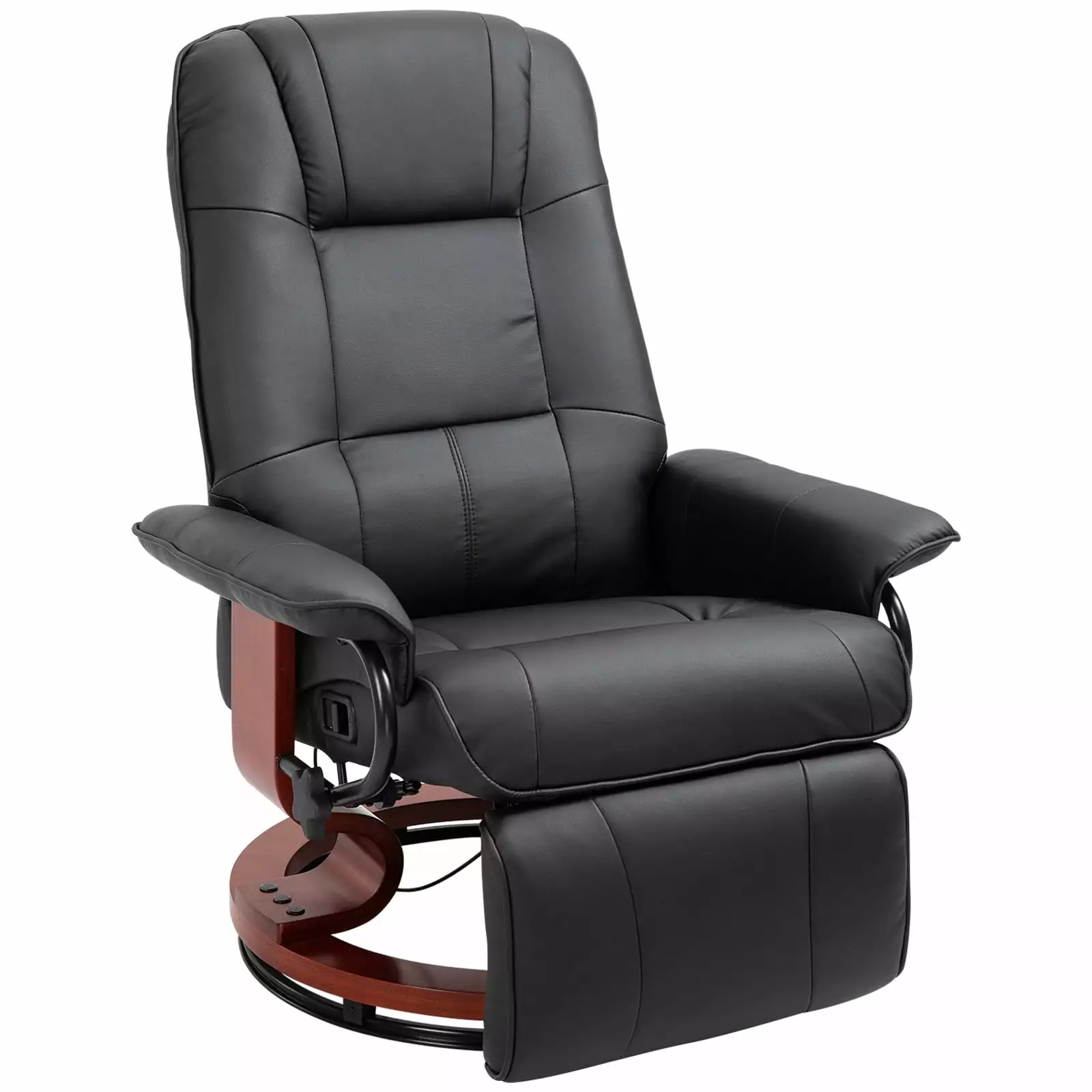 Faux Leather Manual Recliner Adjustable Swivel Lounge Chair Footrest Black CNCJ