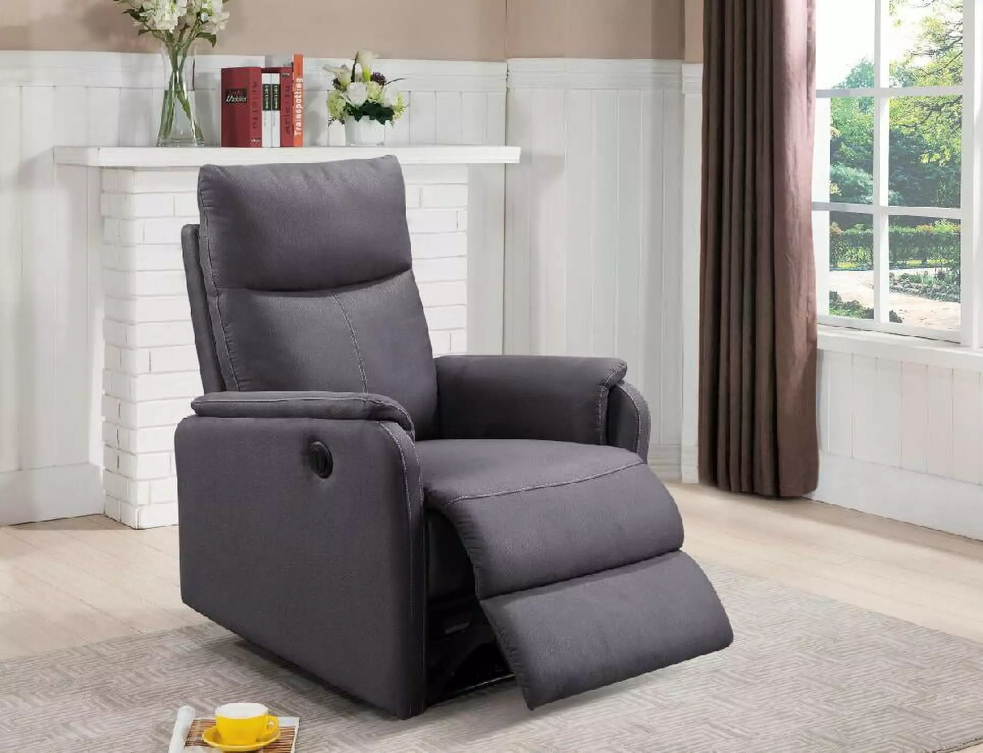 Dcenta Recliner Chair USB Port Single Recliner Chair Living Room and Bedroom