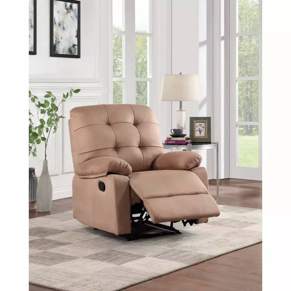 DeeHome Contemporary Peat Color Plush Microfiber Manual Motion Recliner Chair Living Room