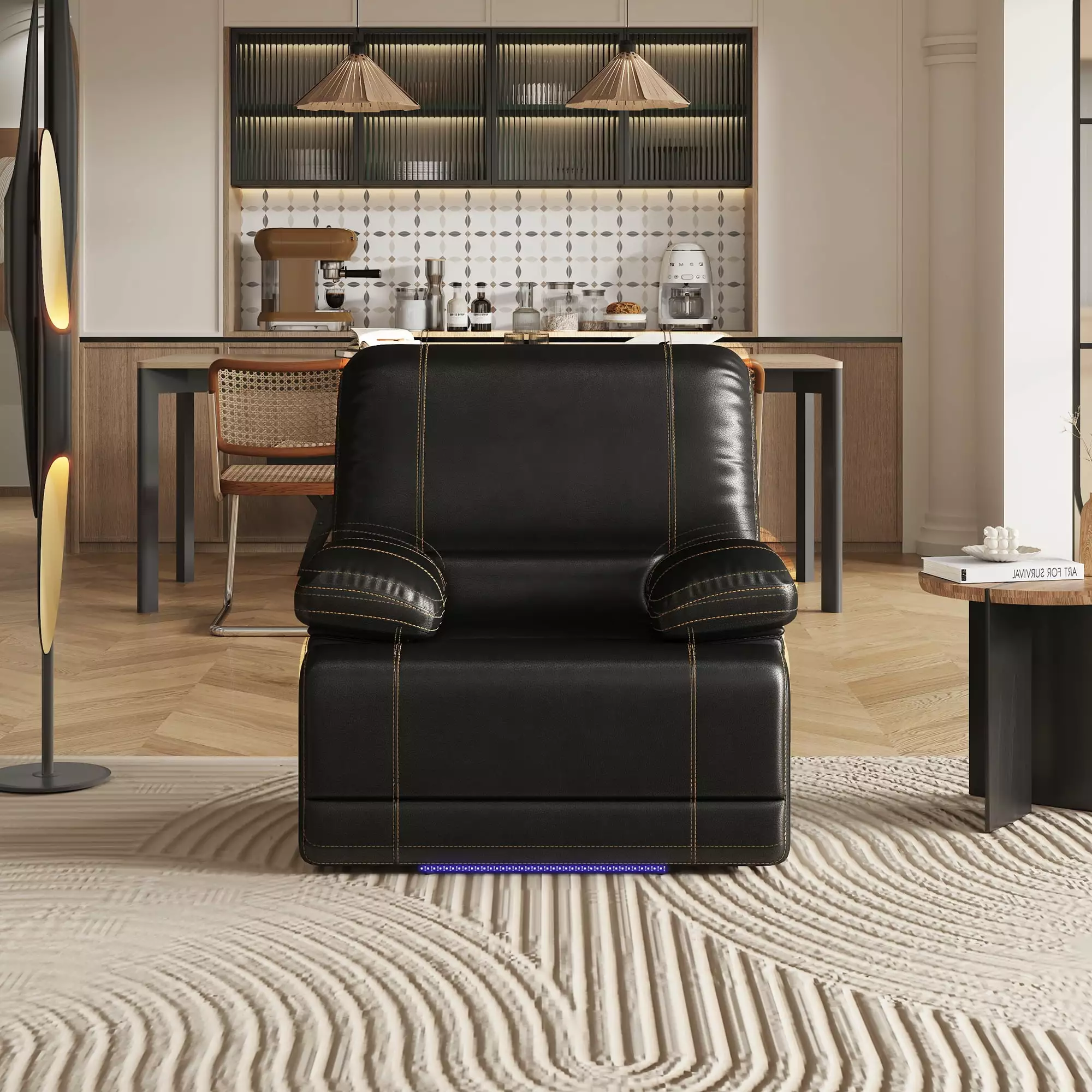 DeeHome Recliner Chair Sofa Manual Reclining Home Seating Movie Theater Chairs Brown