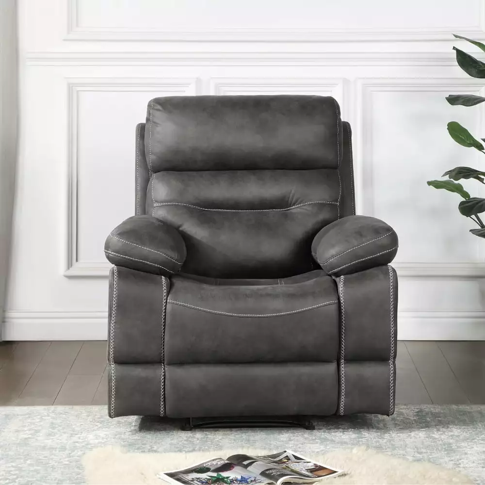 DeeHome Rudger Manual Recliner Chair Gray Comfortable Lounge Chair