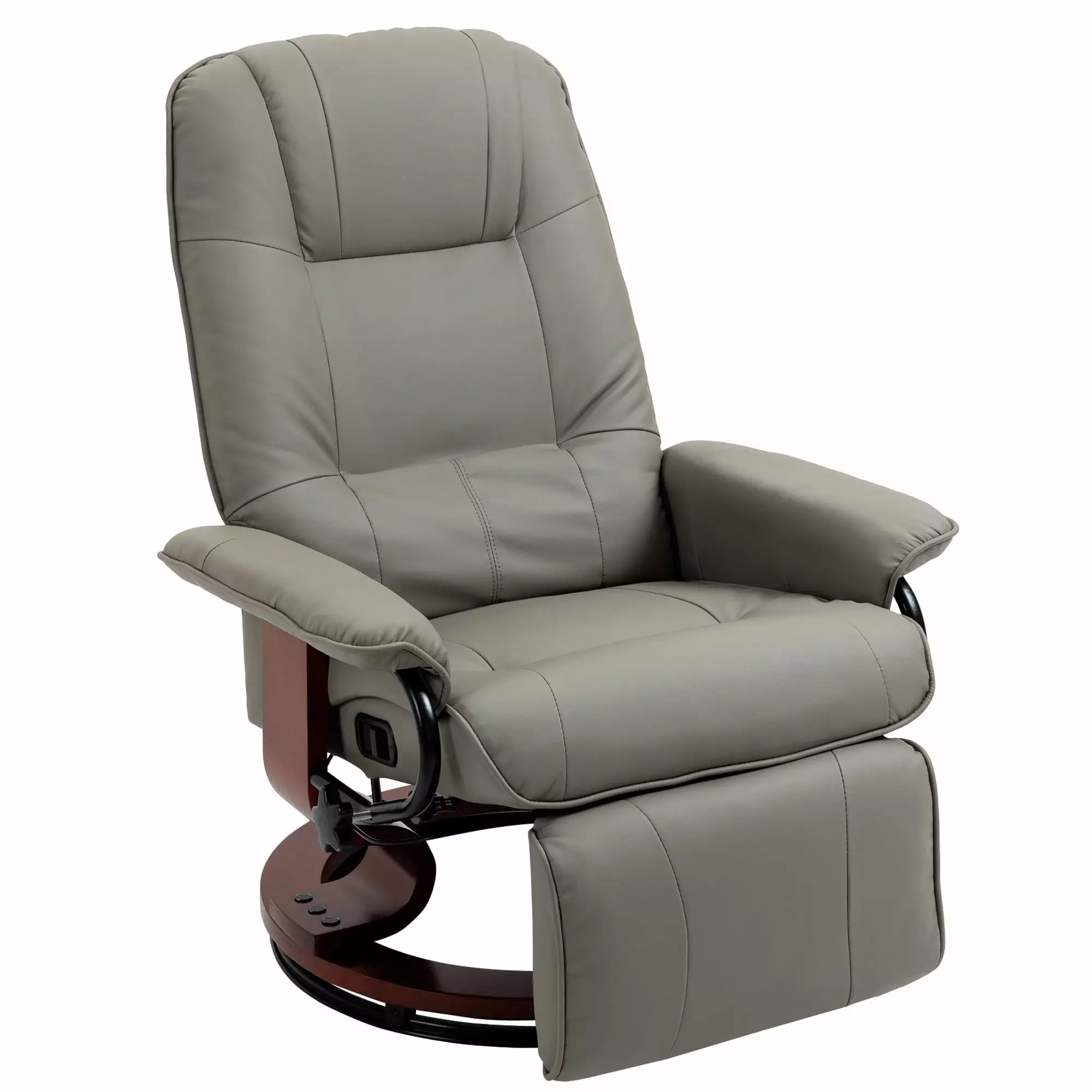 Faux Leather Manual Recliner Swivel Wood Base and Padded Armrest Living Room Jamini