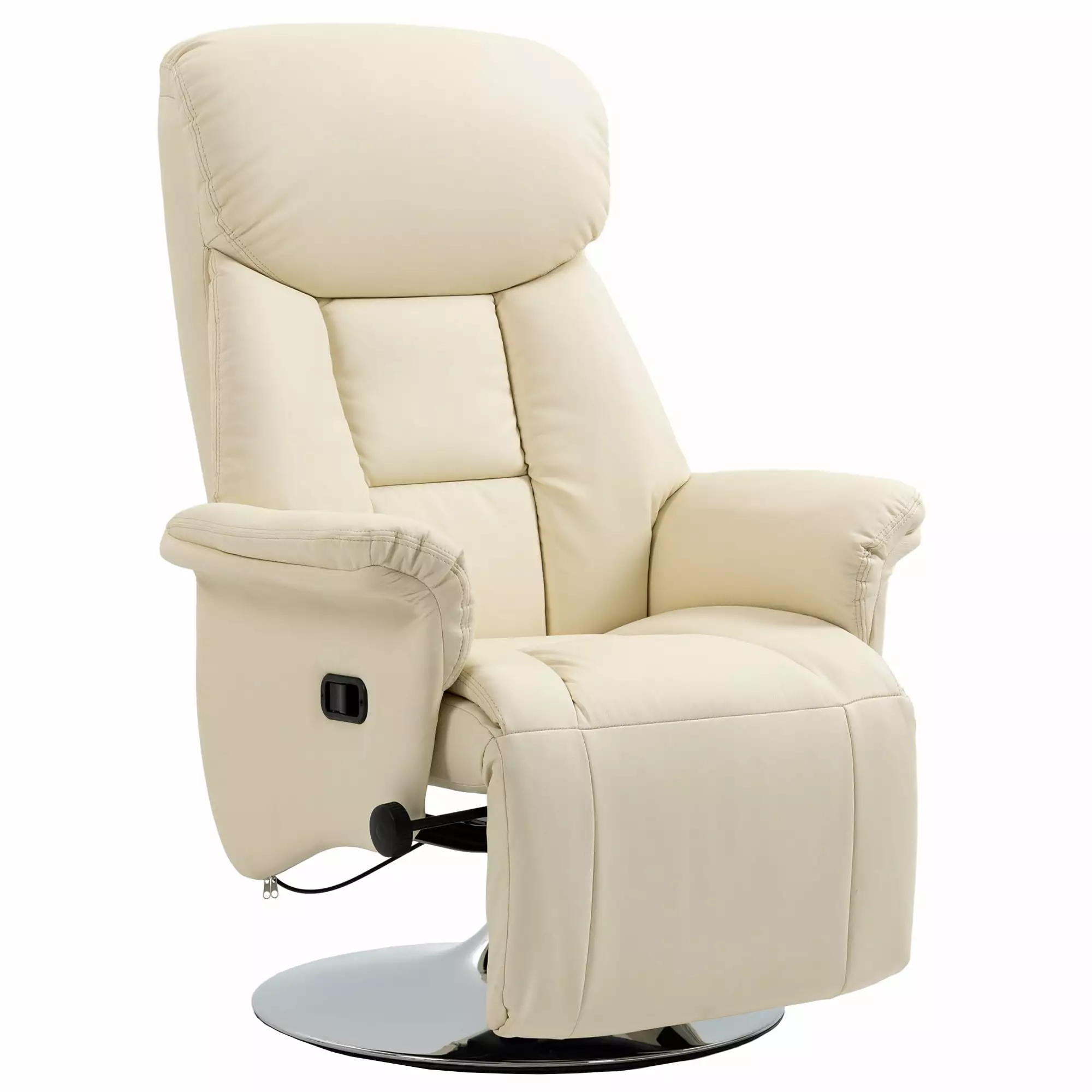 Manual Recliner Chair Adults Adjustable Swivel Footrest Cream White Jamini