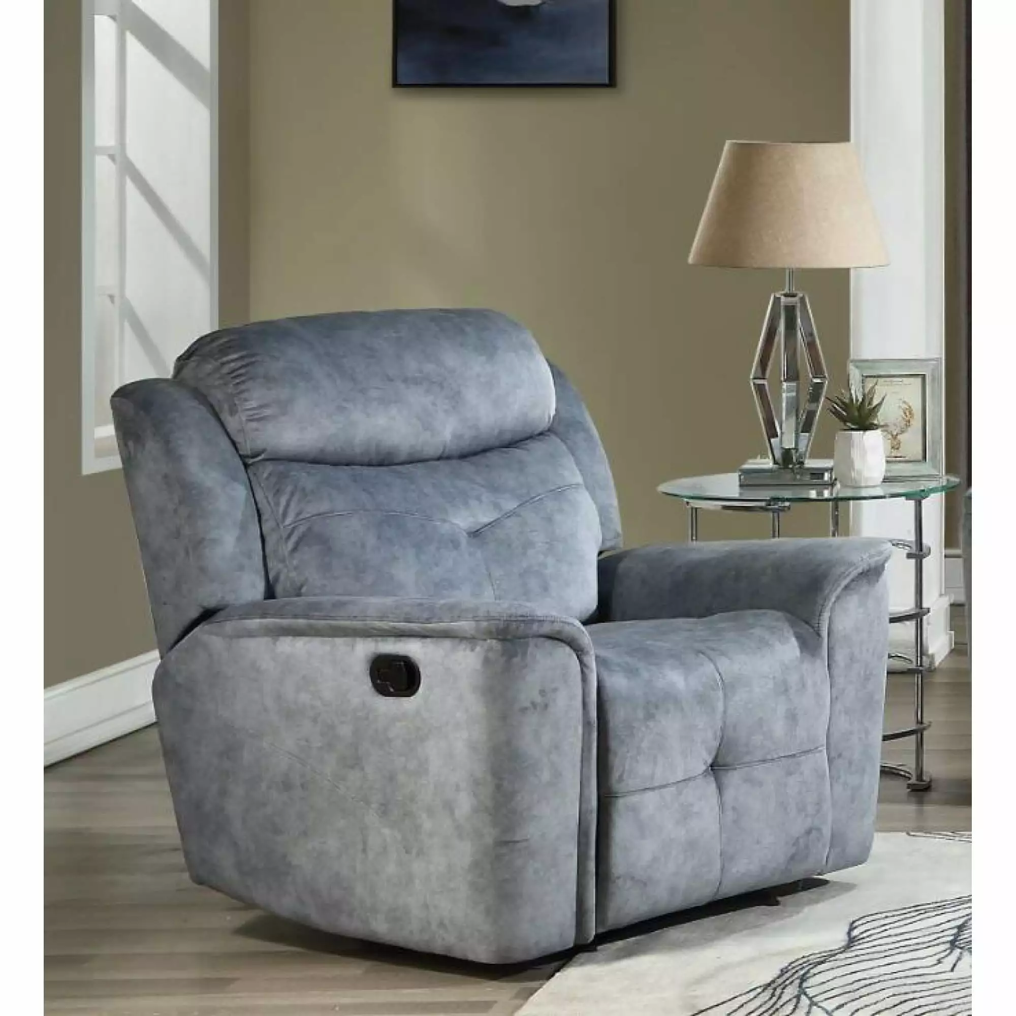 Miekor Furniture Mariana Recliner Silver Gray Fabric