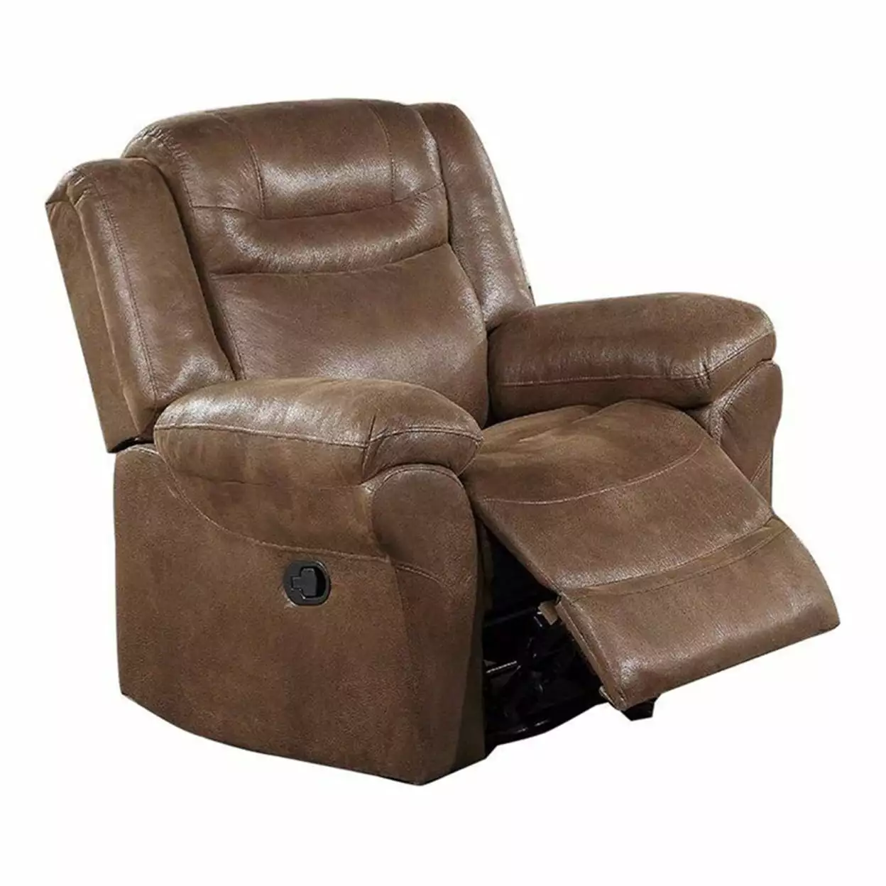 Betty 41 Inch Manual Recliner Armchair Pull Tab Mechanism Rich Brown Saltoro Sherpi