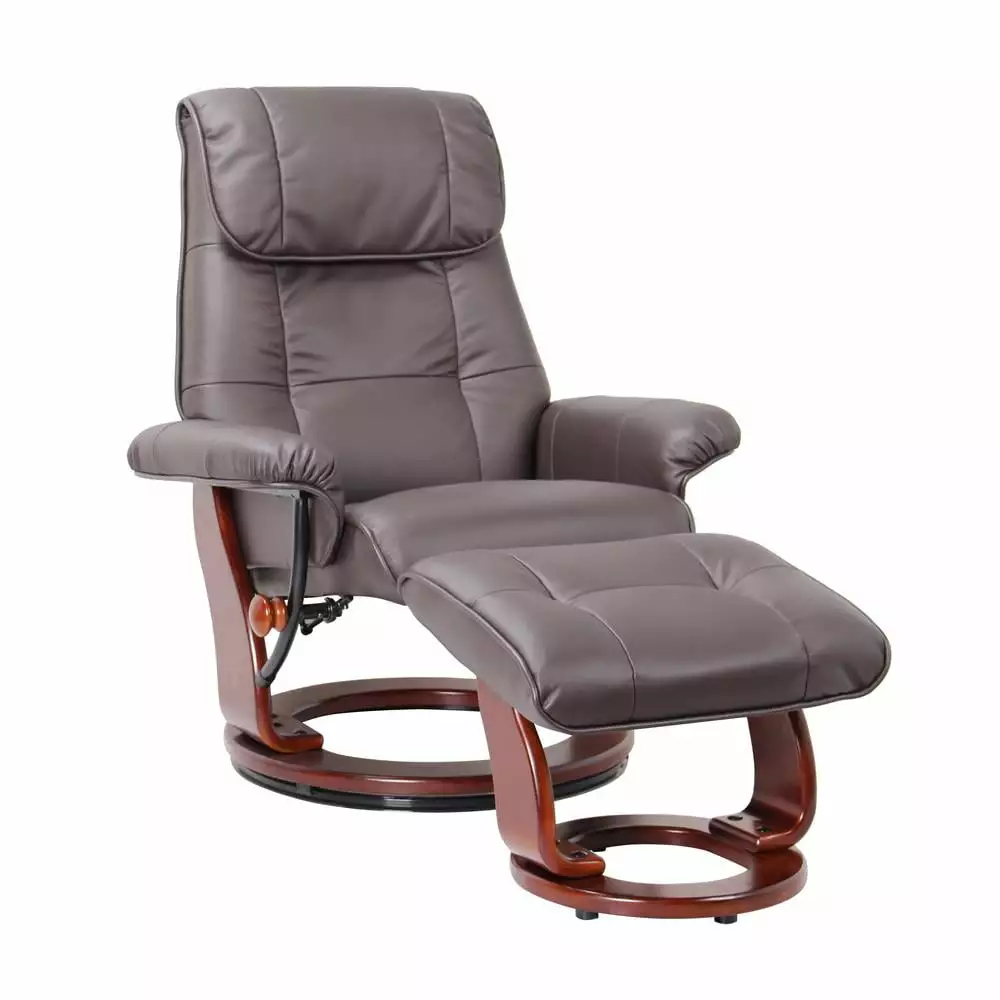 Starline Designs LLC Scandinavian European Styled Recliner and Ottoman Kona Brown