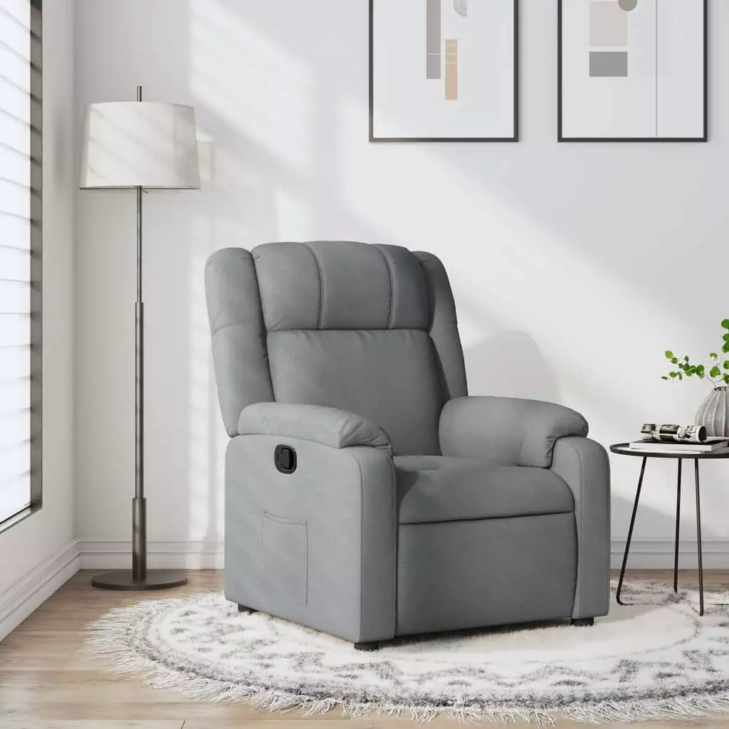 vidaXL Light Gray Fabric Recliner Chair Simple and Comfortable