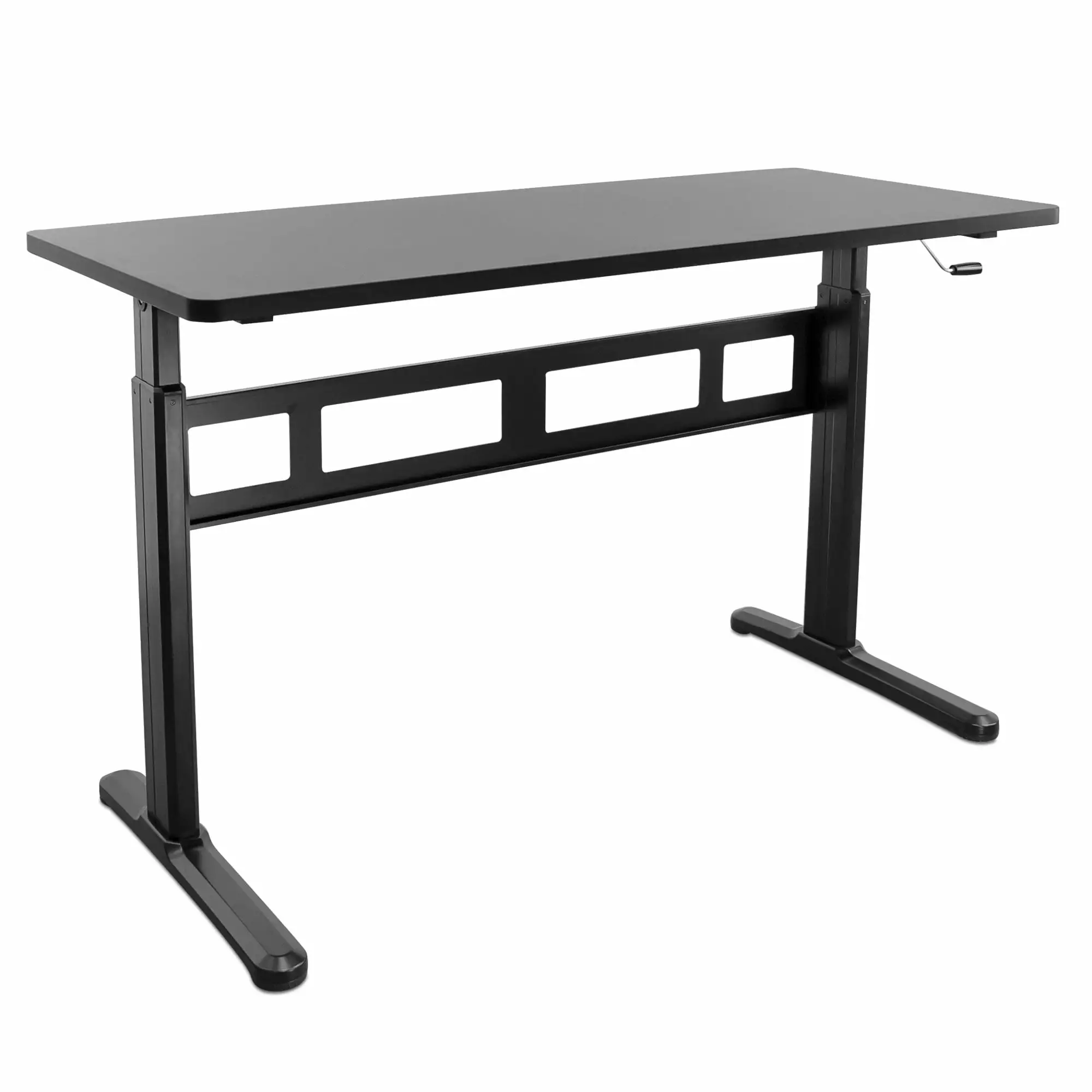 Mount-It Height Adjustable Manual Standing Desk Tabletop Hand Crank Aluminum Black Mount-It!