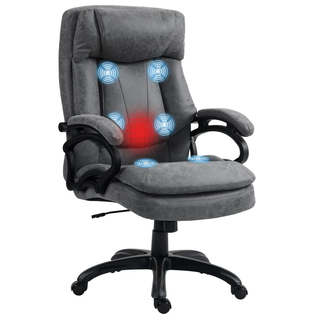 HomCom 6 Point Vibration Massage Office Chair Heat Charcoal Gray aosom business
