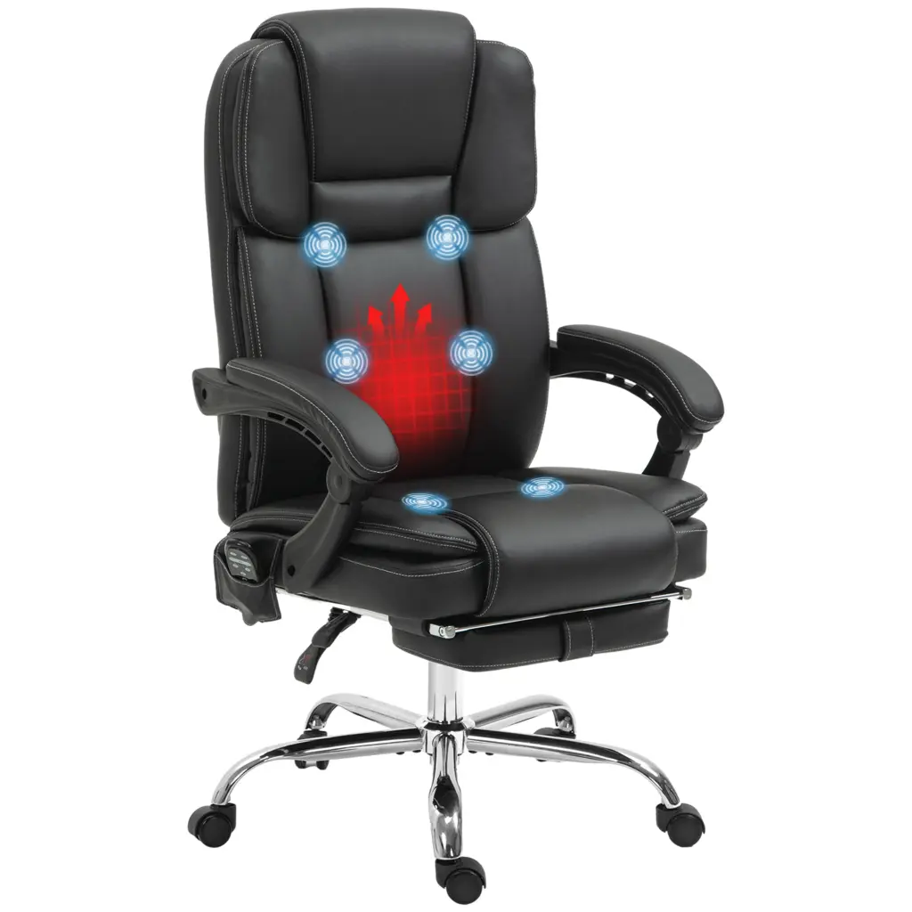Vinsetto Heated Reclining Massage Office Chair 6 Vibration Points aosom business