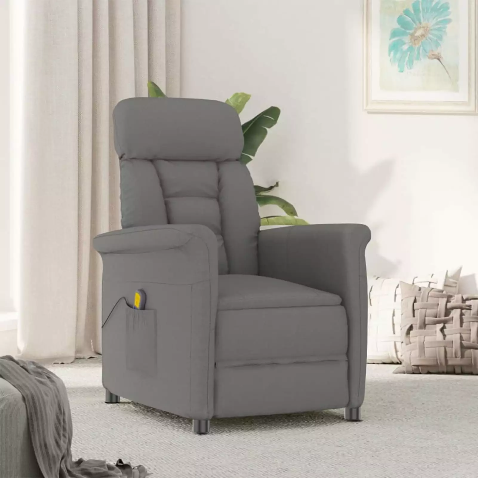 Aibecy Massage Recliner Dark Gray Faux Suede Leather