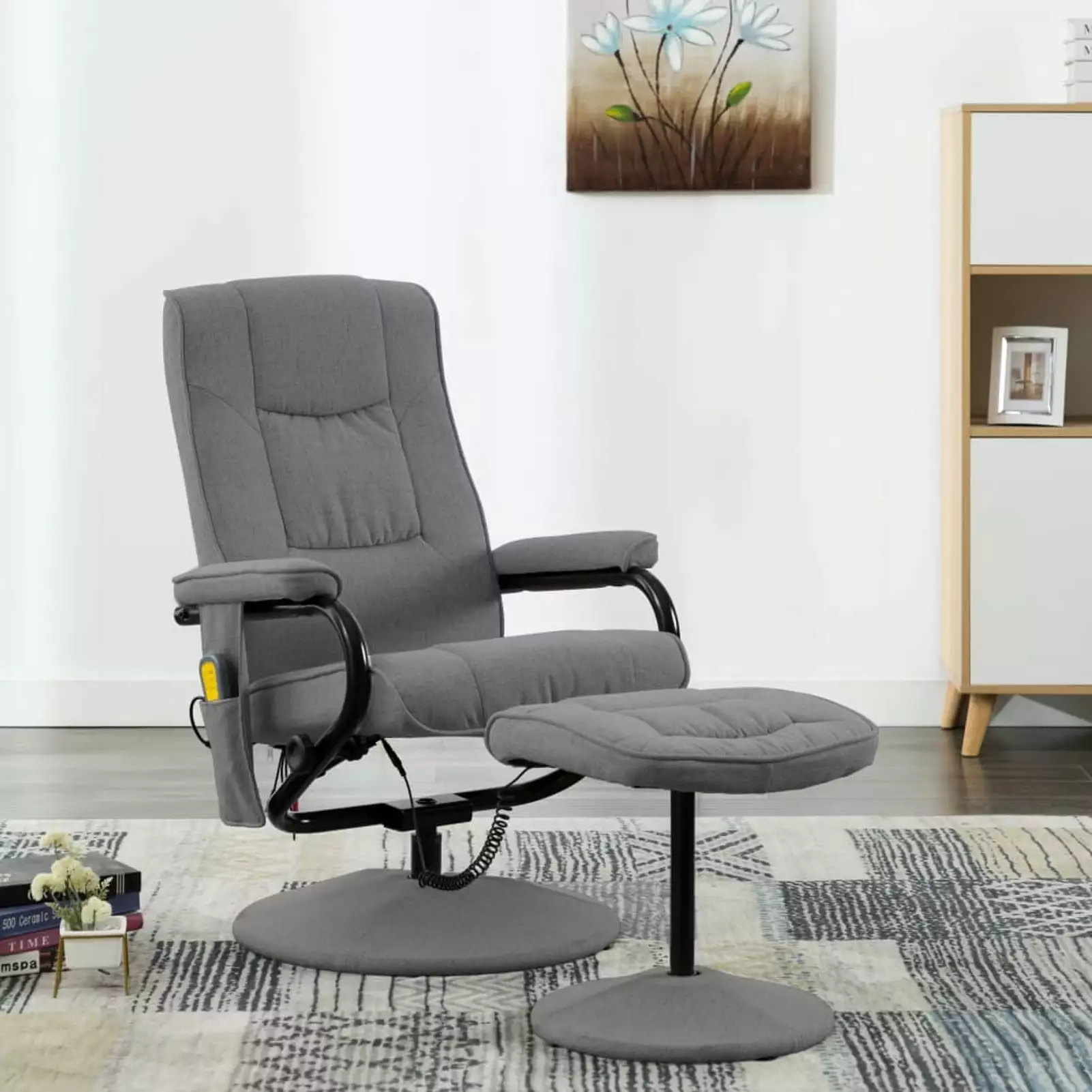 Aibecy Massage Recliner Footrest Gray Fabric Ultimate Relaxation