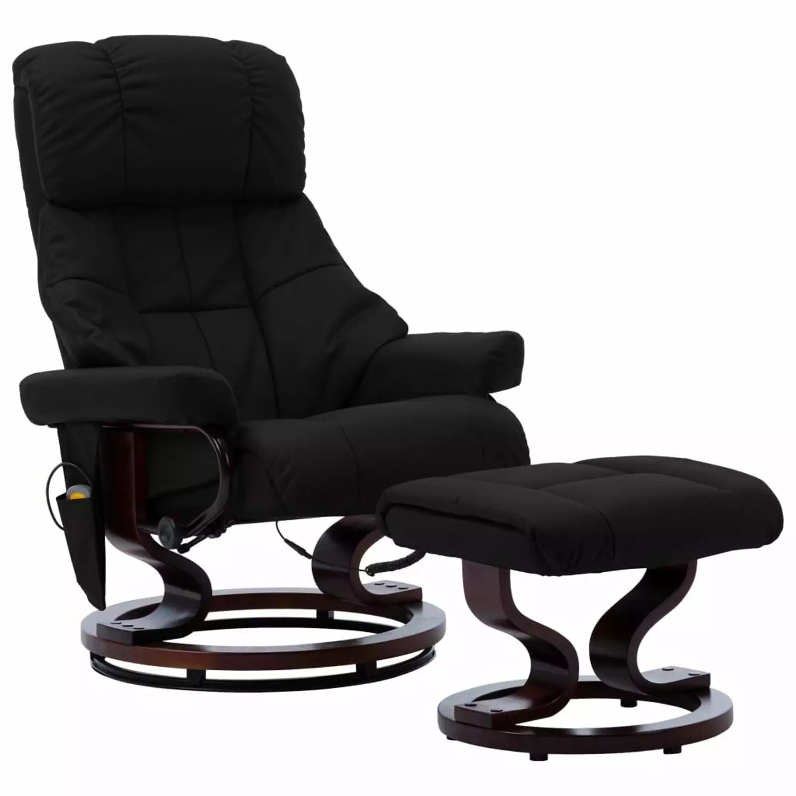 ametoys Black Faux Leather Massage Recliner Ottoman and Bentwood Design Aibecy