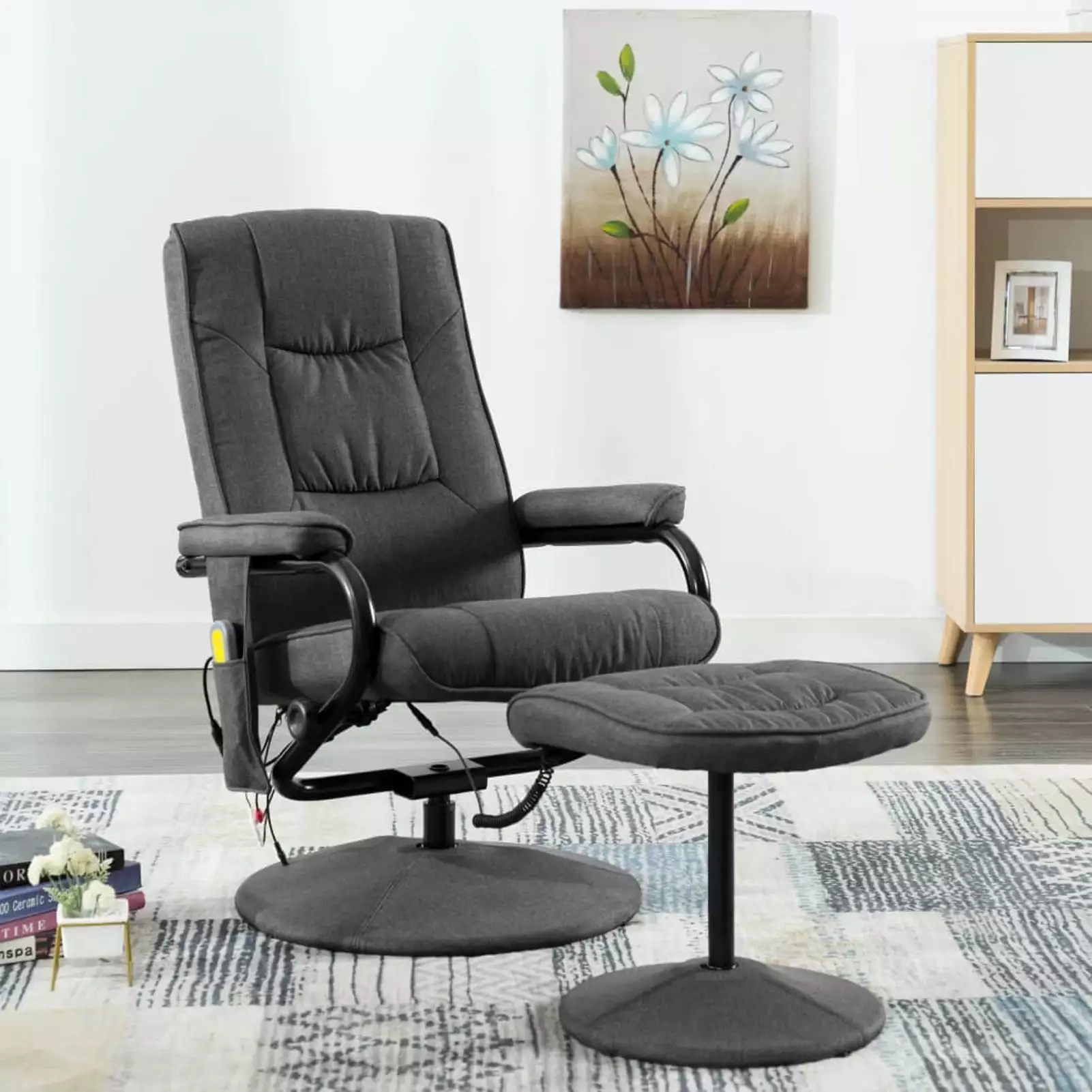 ametoys Massage Recliner Footrest Dark Gray Fabric Living Room Aibecy