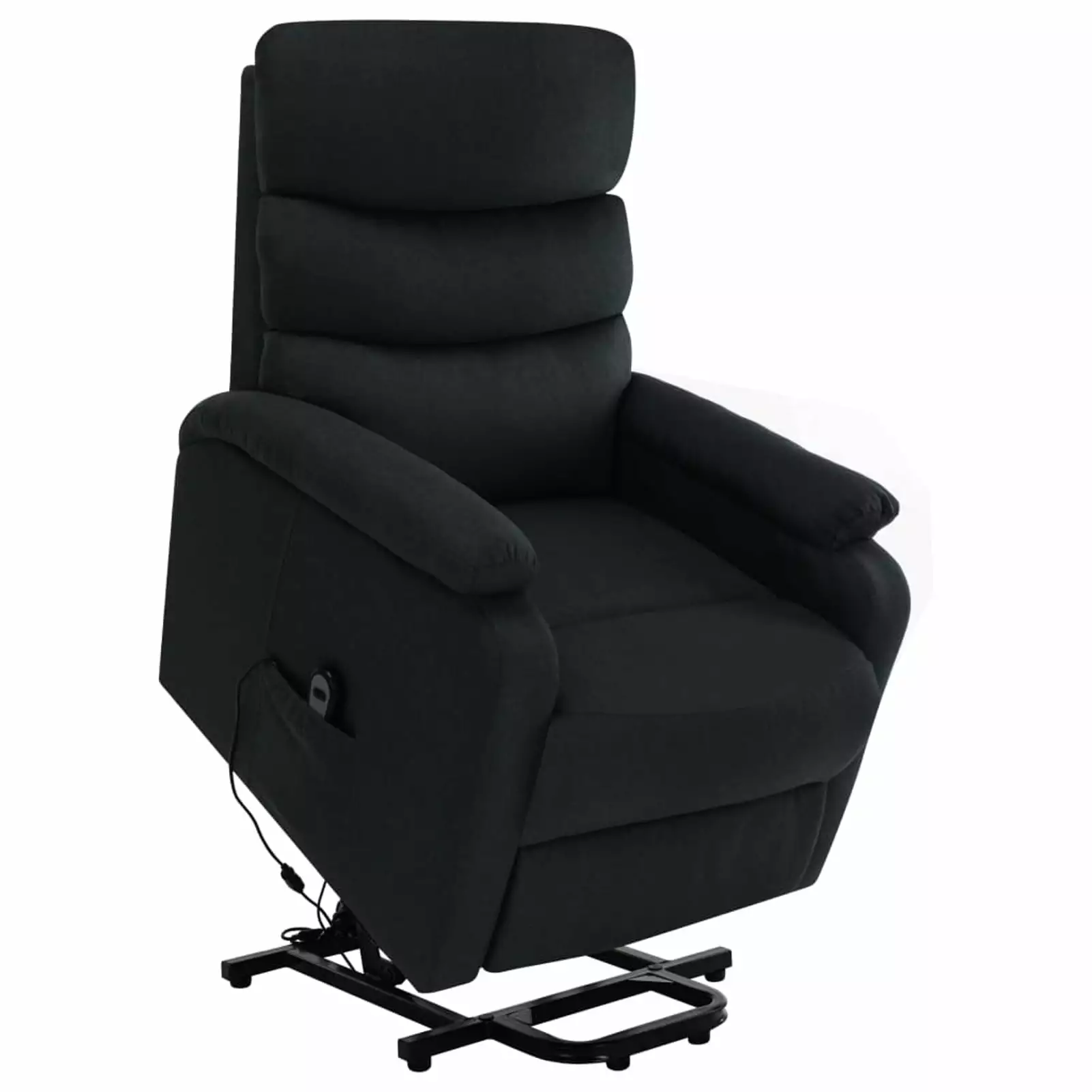 Anself Adjustable Lift Massage Recliner Chair Black Fabric Elderly and Living Room