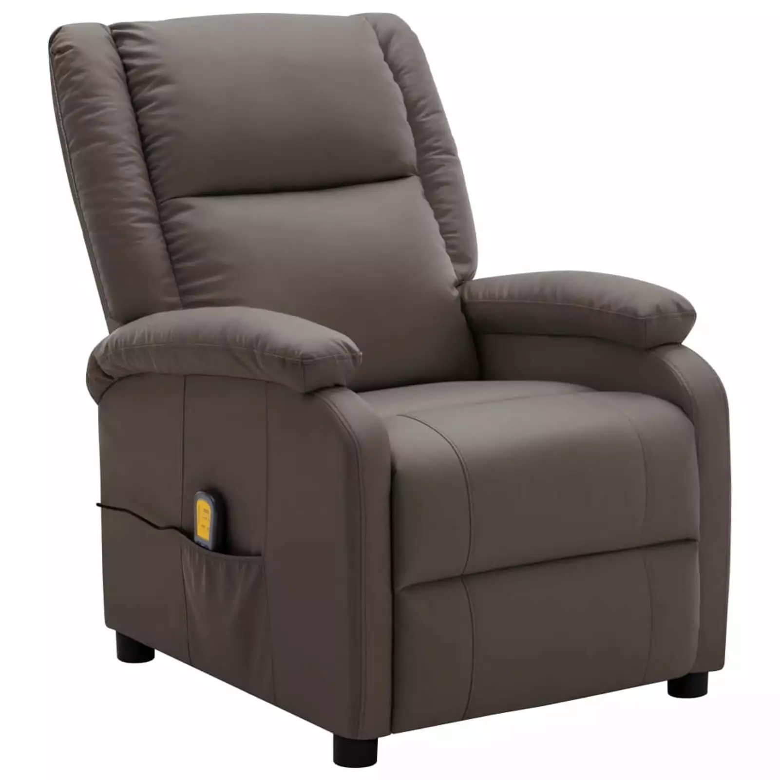 Anself Massage Reclining Chair Brown Faux Leather Extended Footrest and Side Pocket Elderly