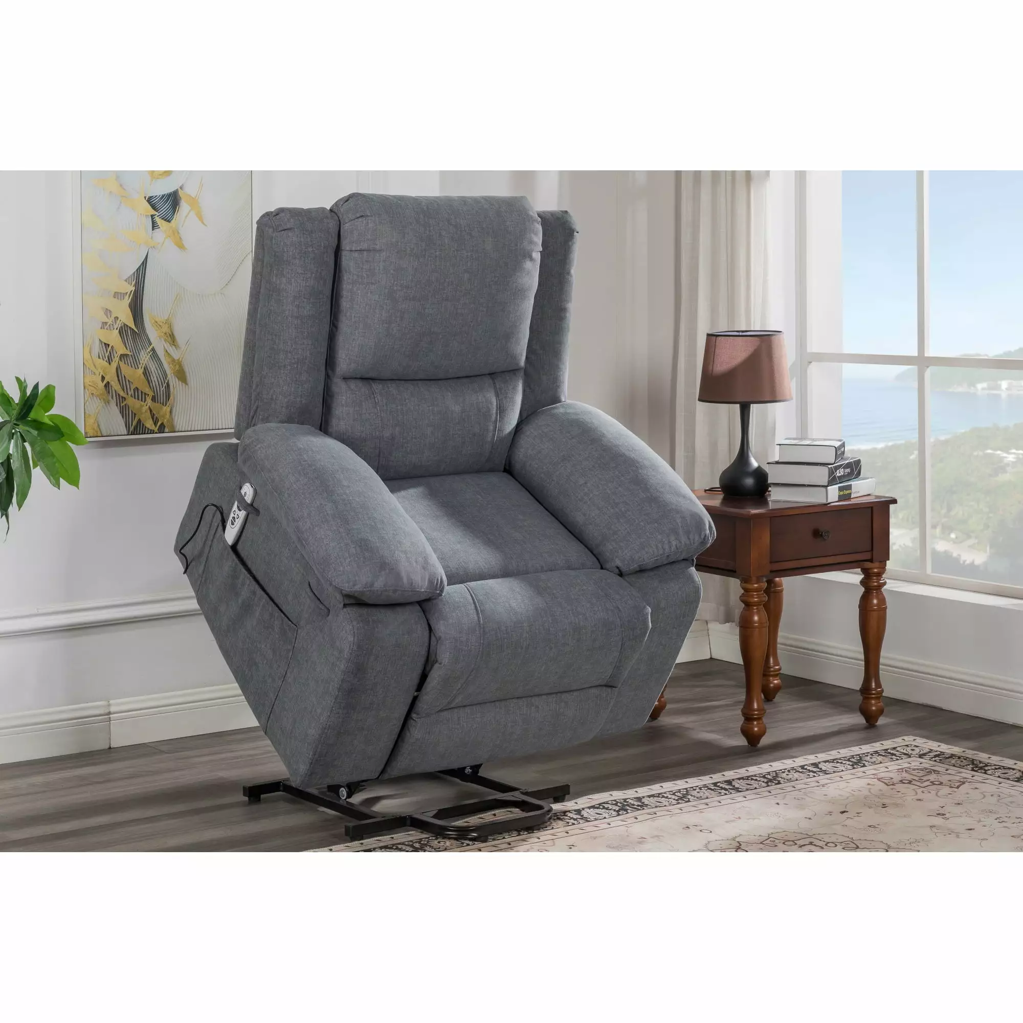 Electric Power Recliner Chair Massage and Heating Elderly Remote Control Multi-Function Light Grey ANTFURN
