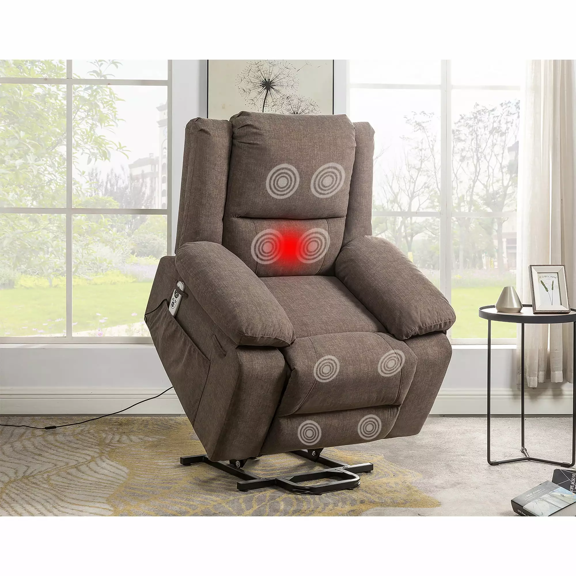Electric Power Recliner Chair Massage and Heating Elderly Remote Control Multi-Function Brown ANTFURN