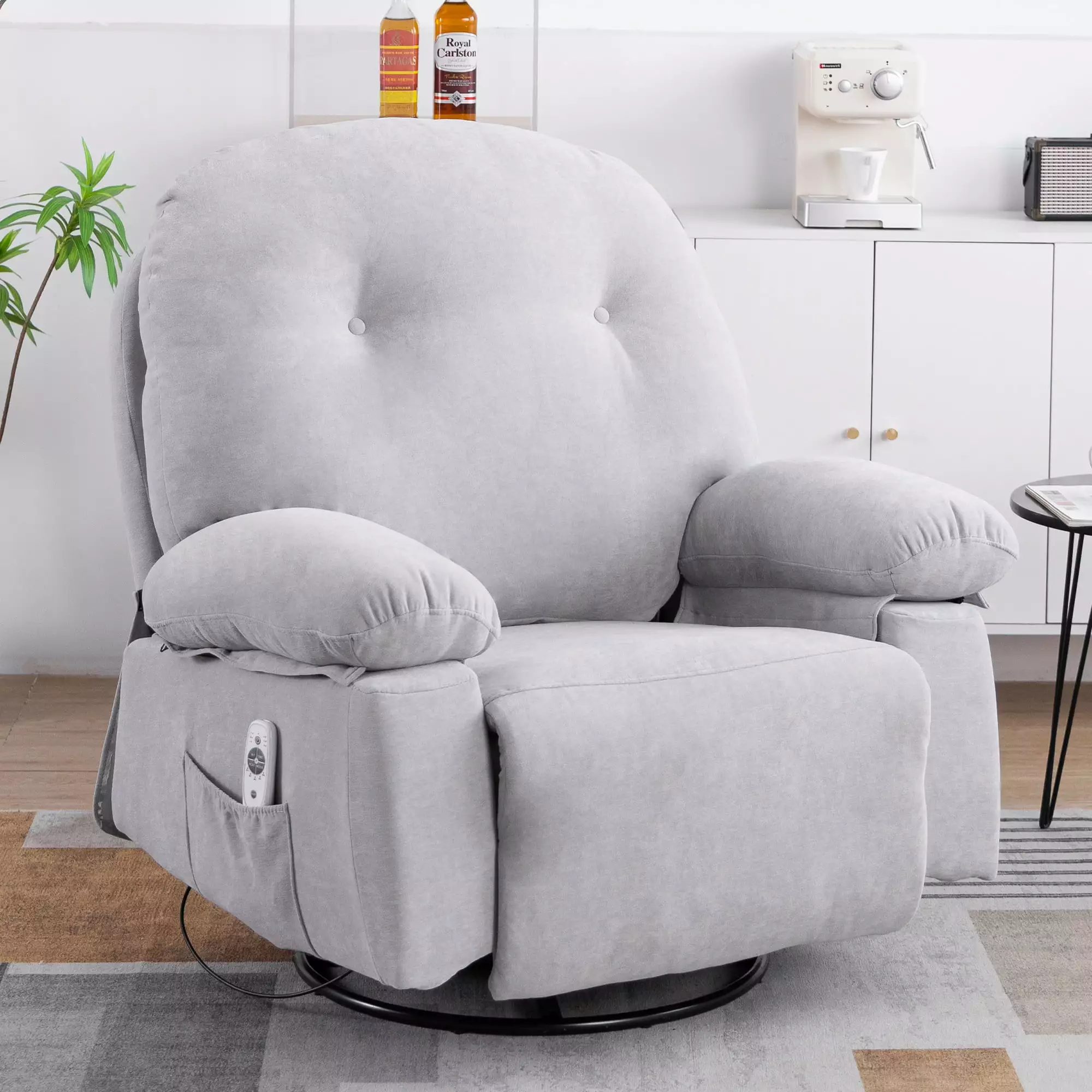 CoSoTower Modern Chenille Recliner Chair Swivel, Massage, Rocker, and Heat Function