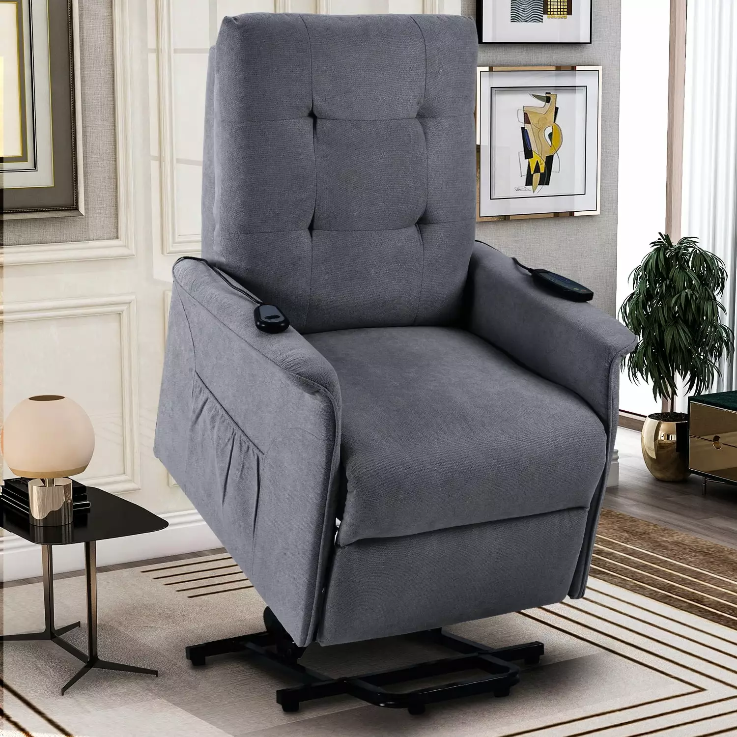 Dcenta Lift Chair Elderly Adjustable Headrest Massage Recliner Chair Living Room