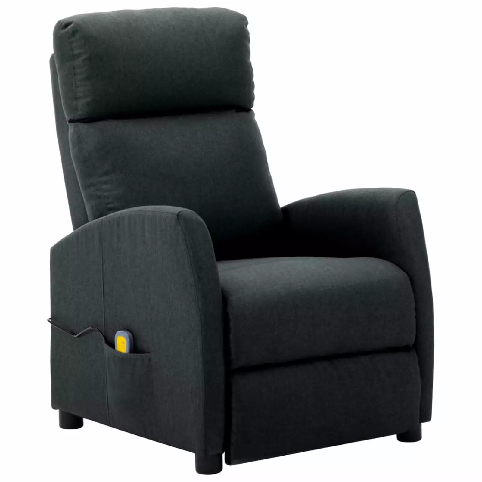 Dcenta Massage Reclining Chair Extended Footrest and Backrest Fabric Recliner Dark Gray Elderly Living Room