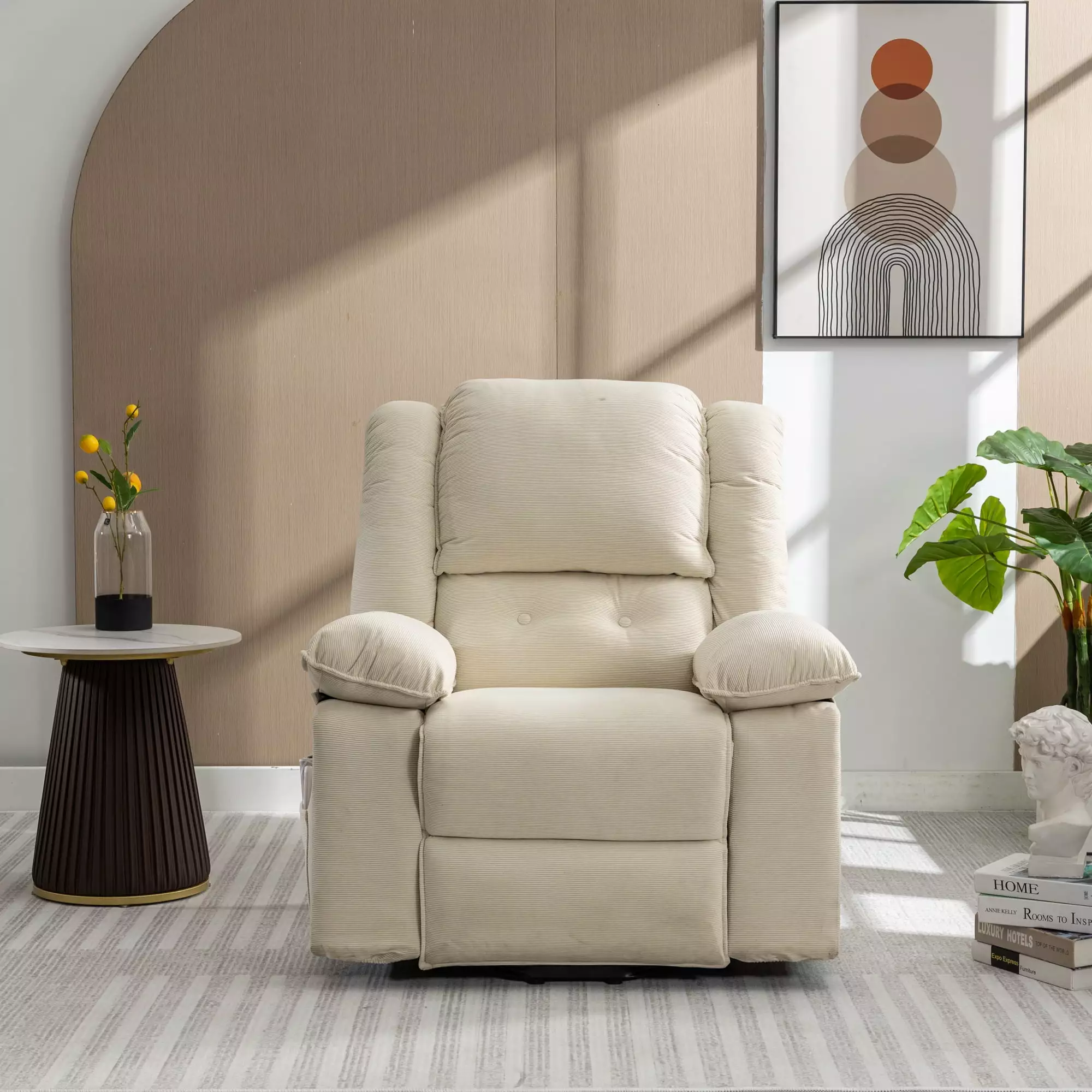 DeeHome Massage Recliner Power Lift Chair Elderly Adjustable Massage Heating Function Beige