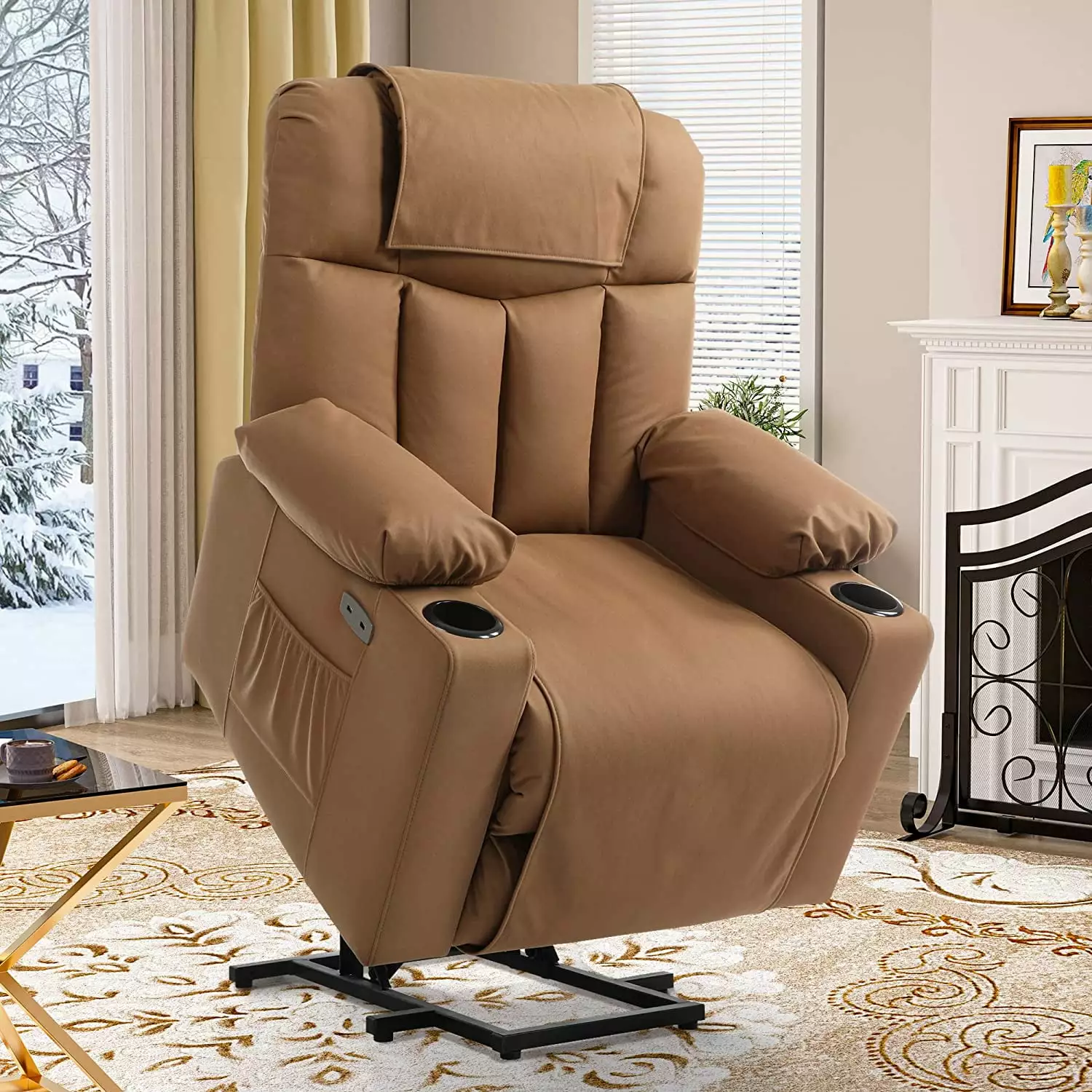 Dextrus Power Lift Recliner Chair Elderly Massage USB Ports Brown