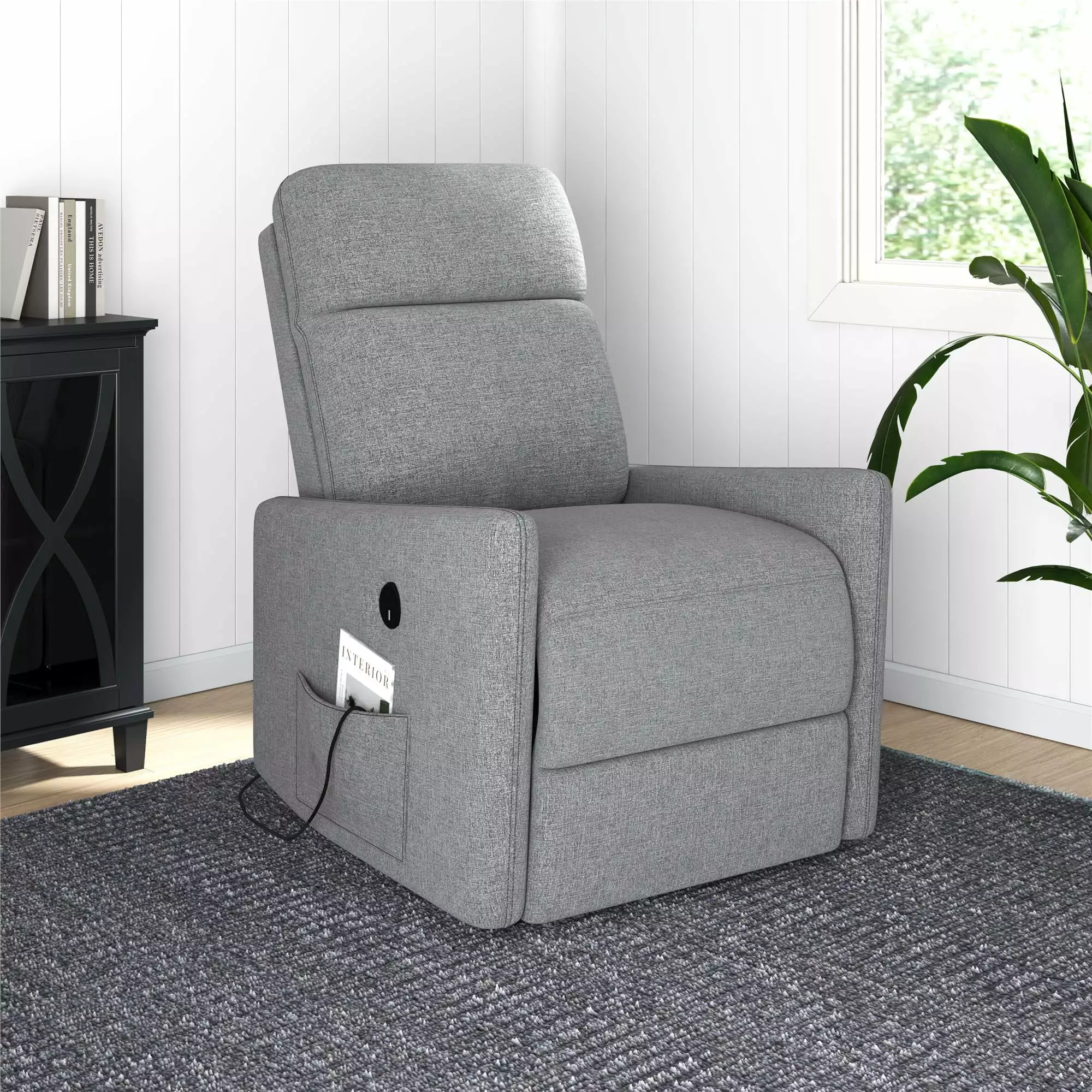 DHP Kai Power Recliner Chair 8 Zone Massage and Lumbar Heat - Dark Gray Linen