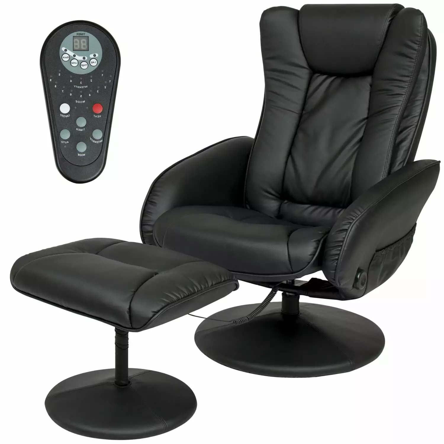 Sturdy Black Faux Leather Electric Massage Recliner Chair Ottoman Fast Furnishing