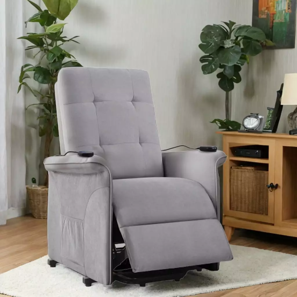 Power Lift Chair Elderly Adjustable Massage Function - Light Gray Recliner Living Room FULLOVE