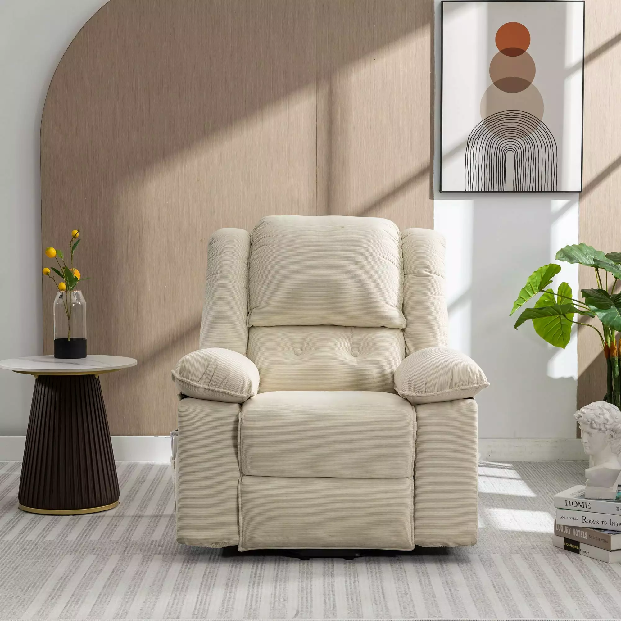 Euphoria Power Lift Massage Recliner Chair Heating Beige Go Green Woods