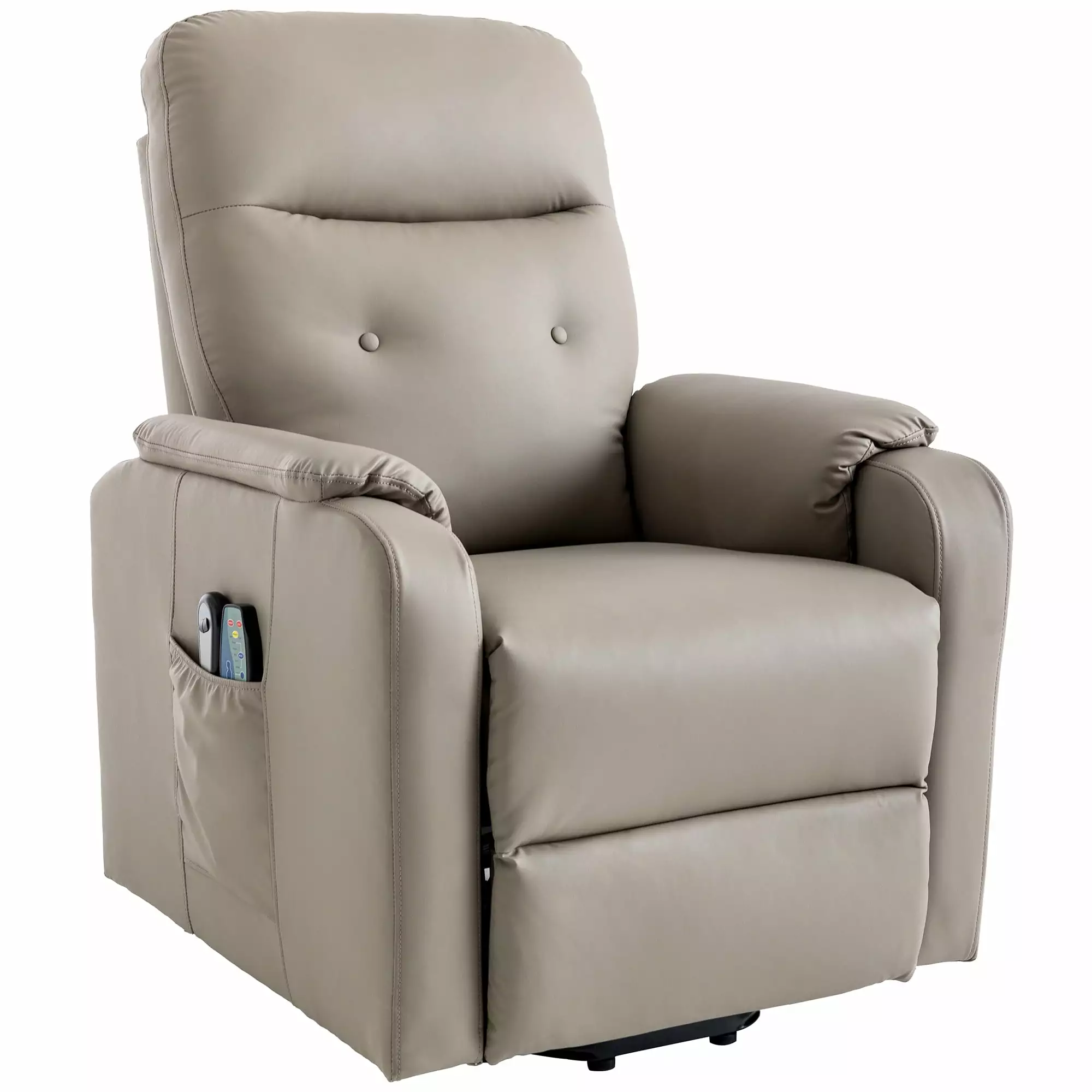 Homiyad Massage Recliner Chair Electric Power Lift Heating Function Olive Grey