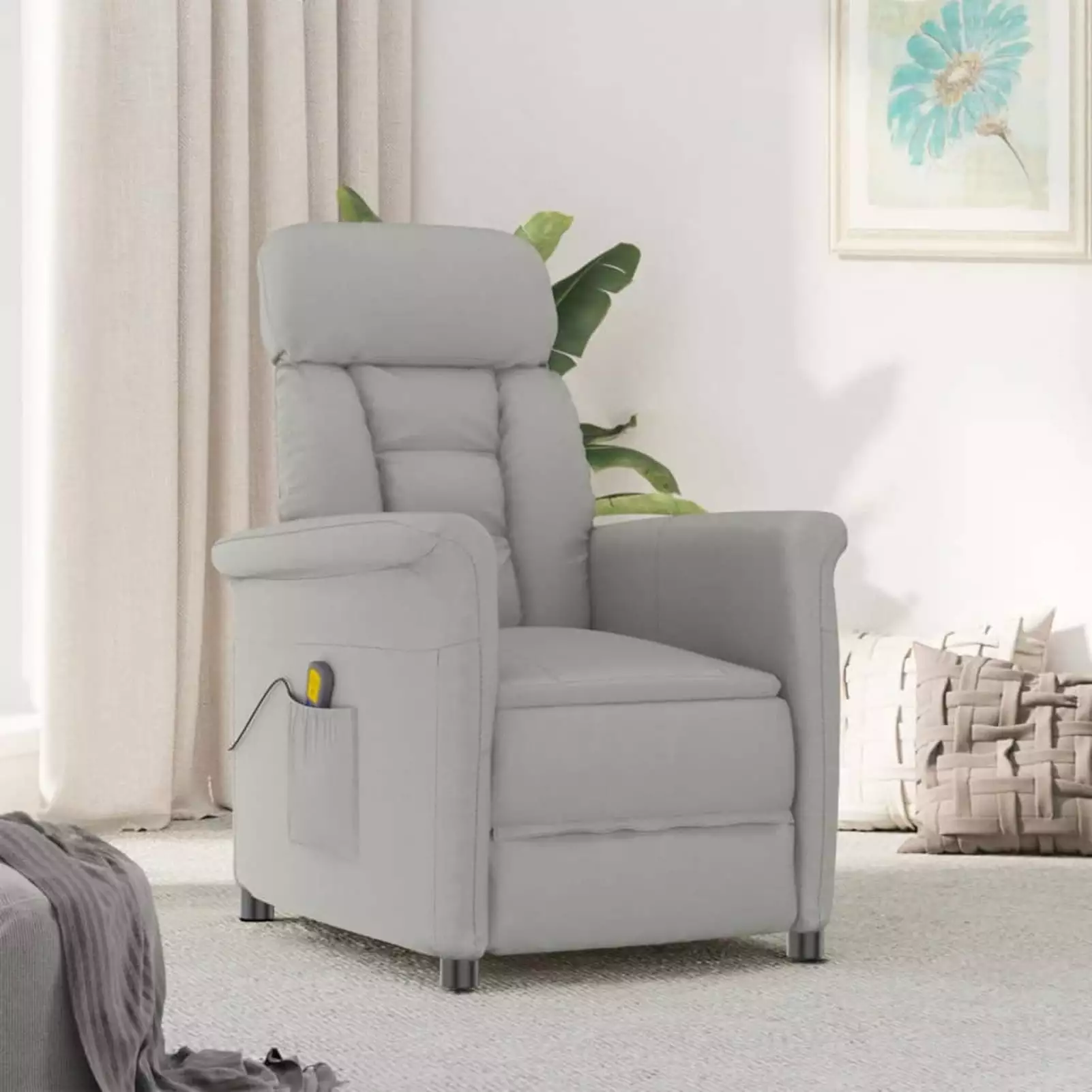 Irfora Massage Recliner Gray Faux Suede Leather Vibration