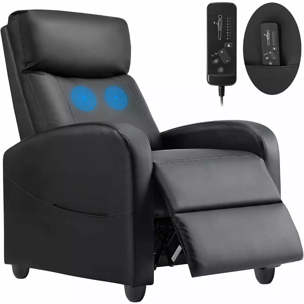 Recliner Chair Massage Reclining Adults - Comfortable PU Leather Sofa Adjustable Home Theater Seating NOBRAND