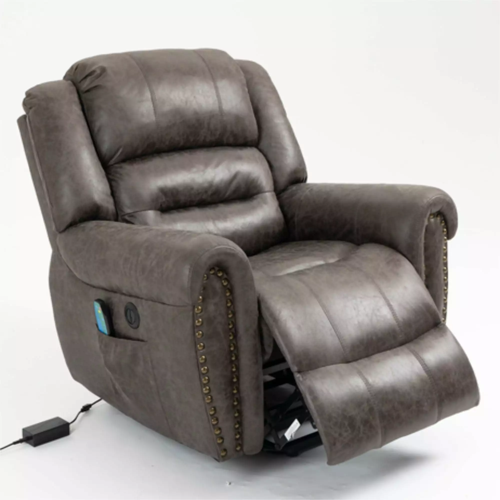 Resenkos Massage Recliner Chair Fabric Recliner Sofa Home Theater Seating Lumbar Support Grey