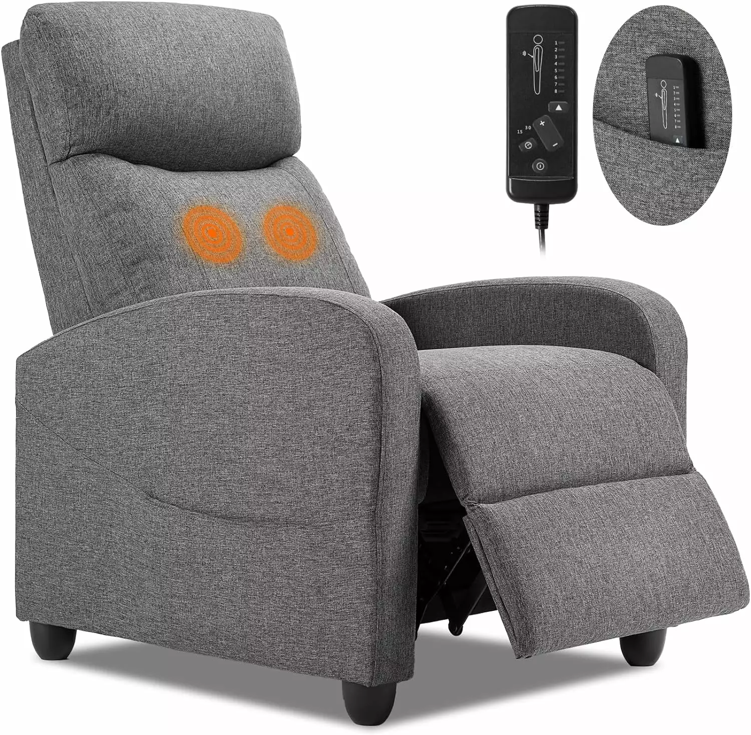 RUIHONGQING Recliner Chair Massage Reclining Adults Comfortable Fabric Recliner Deep Grey