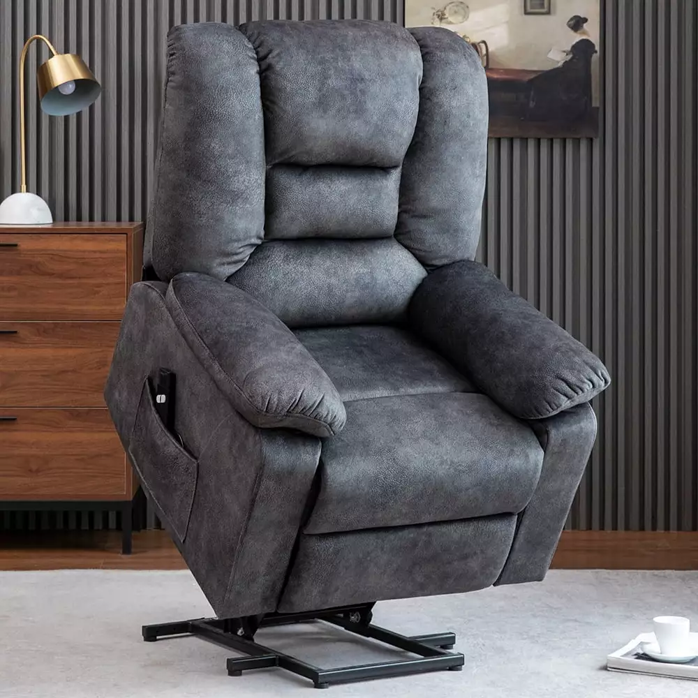 Heated Recliner Massage Chair Power Lift and 5 Vibration Modes Velvet Living Room Chair Q19908 uhomepro